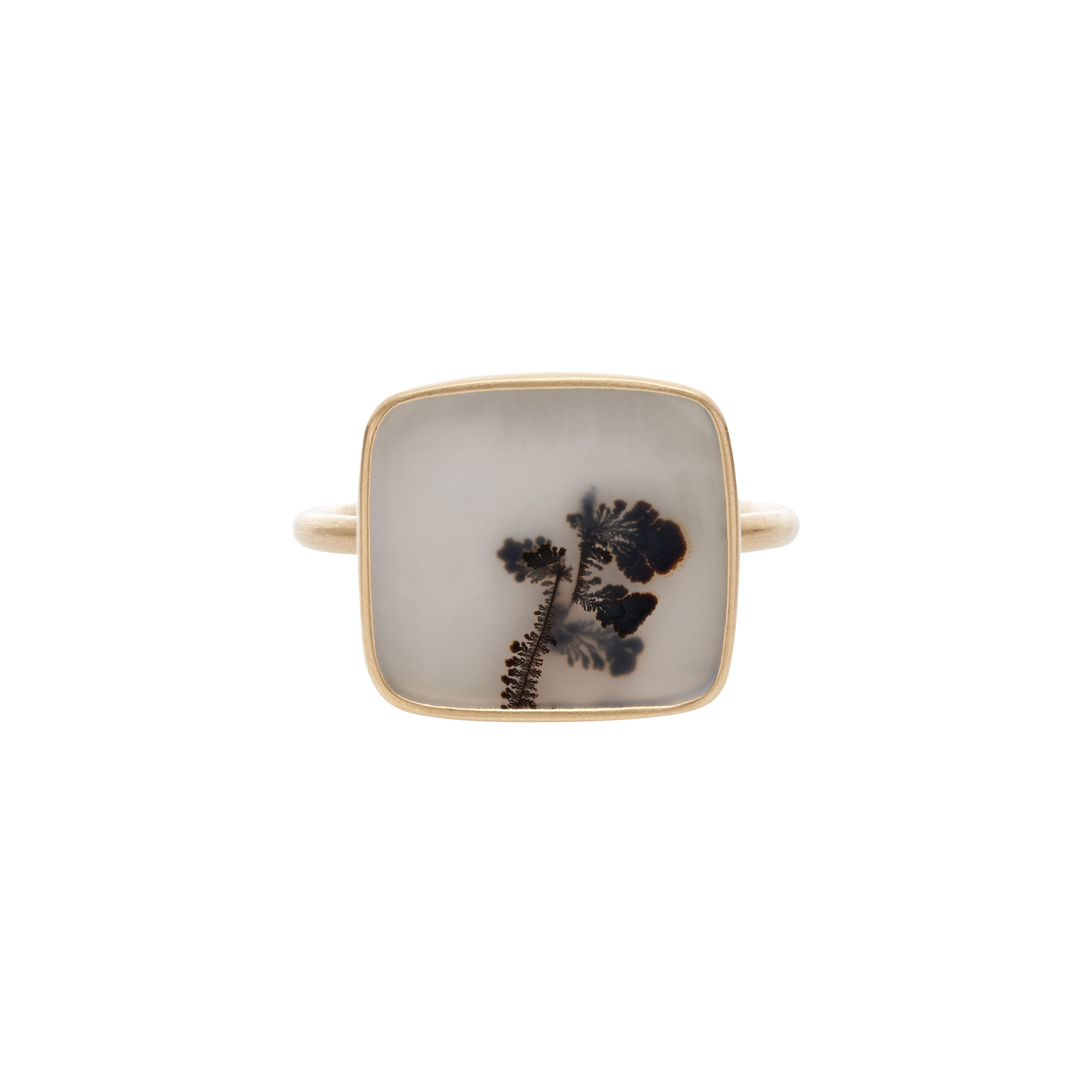 Gabriella Kiss 18k Square Dendritic Agate Ring