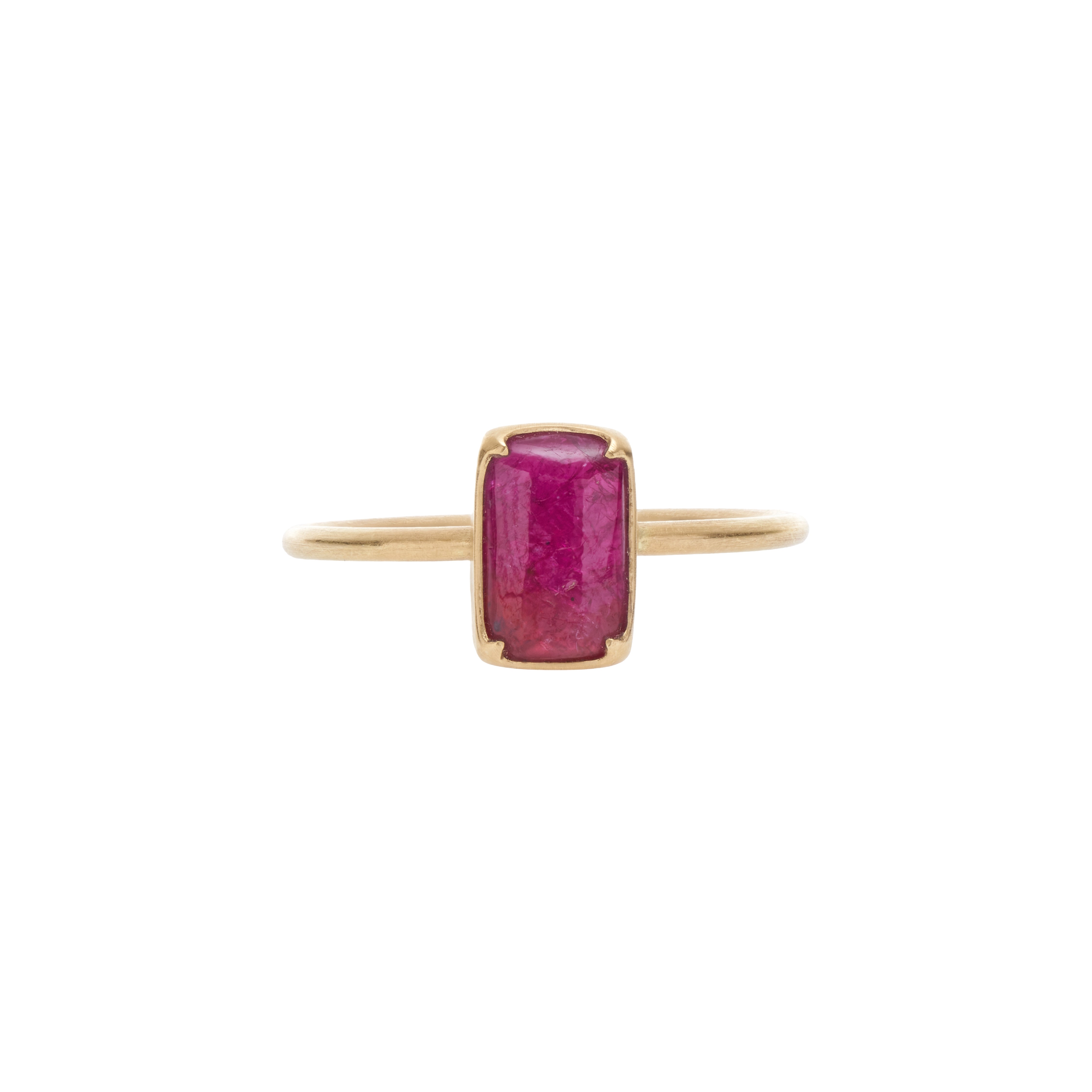 Gabriella Kiss 18k Rectangular Cabochon Untreated Ruby Ring - 1.4 ct