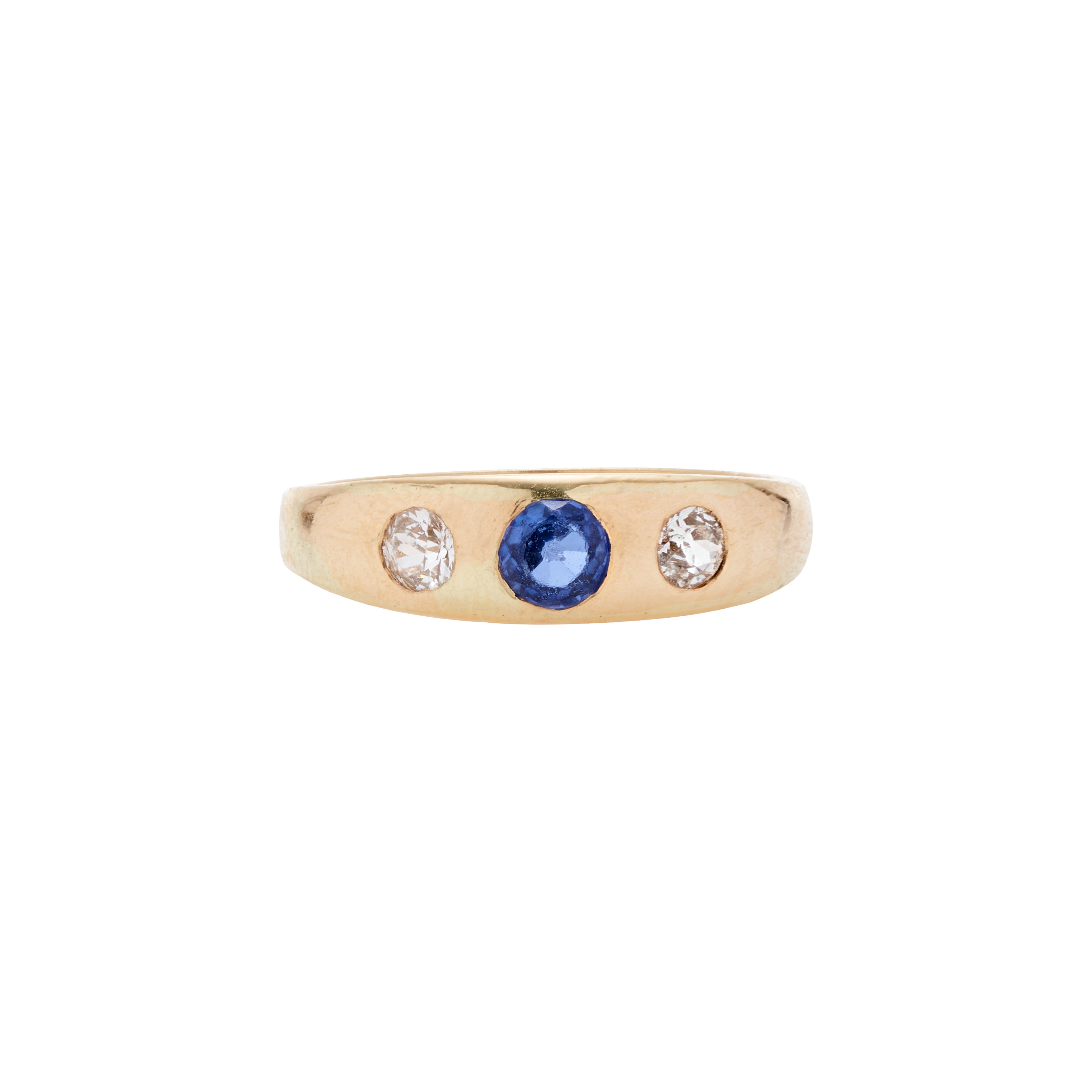 Antique Victorian 18k Sapphire & Diamonds Hammer Set Ring