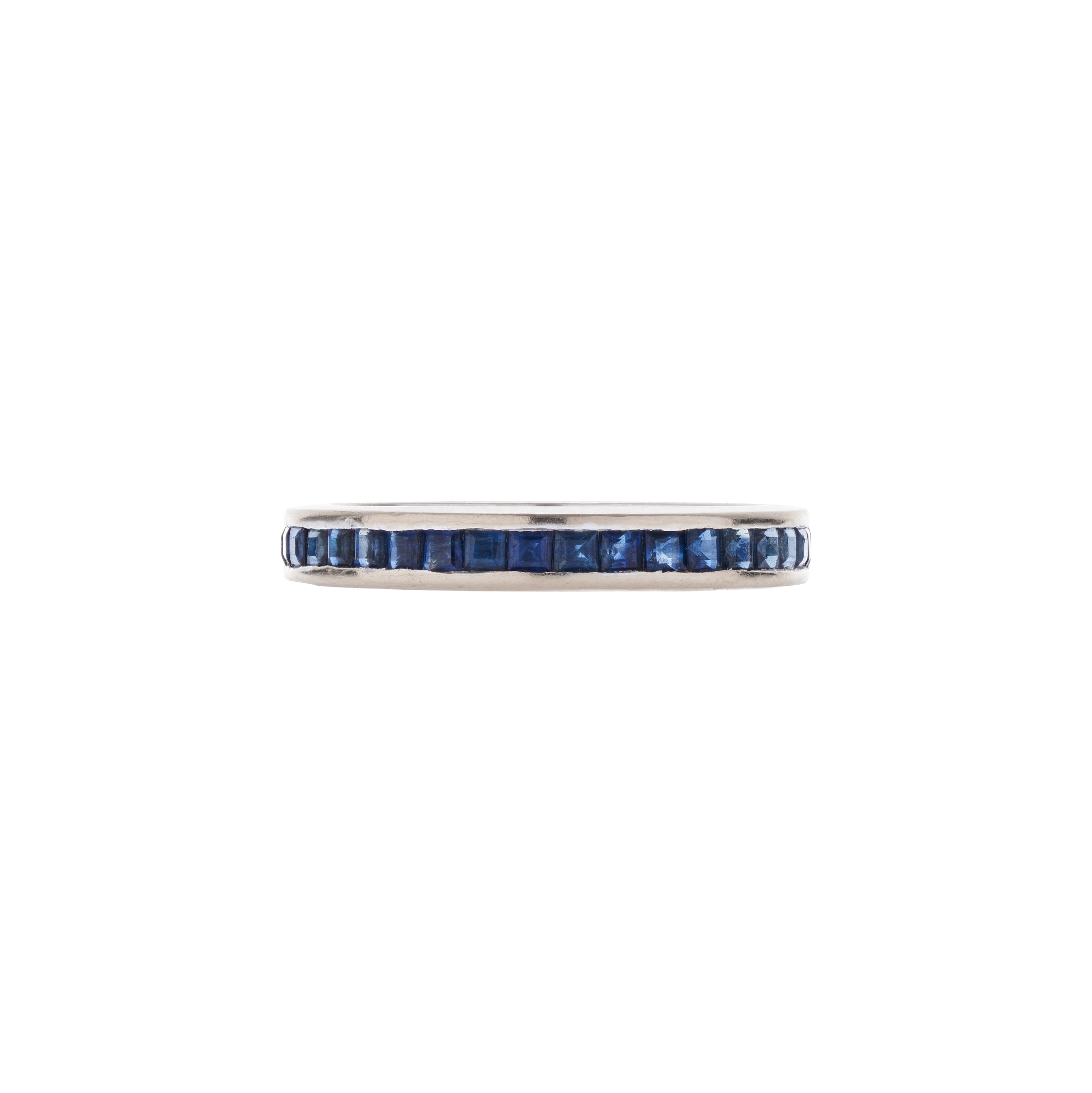 Antique Art Deco 18k White Gold Sapphire Eternity Band Ring