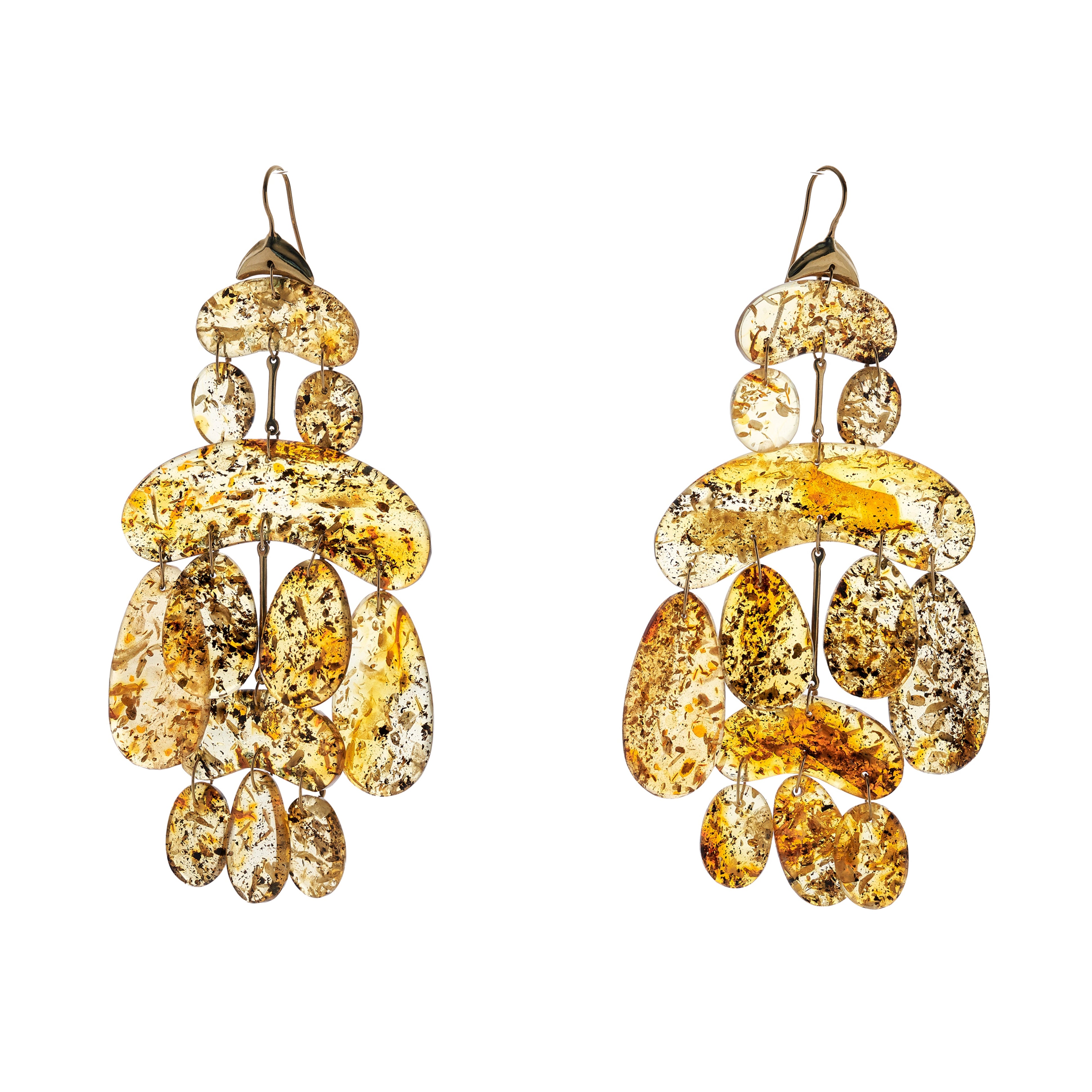 TenThousandThings 18k Cut Stone Amber Chandelier Earrings