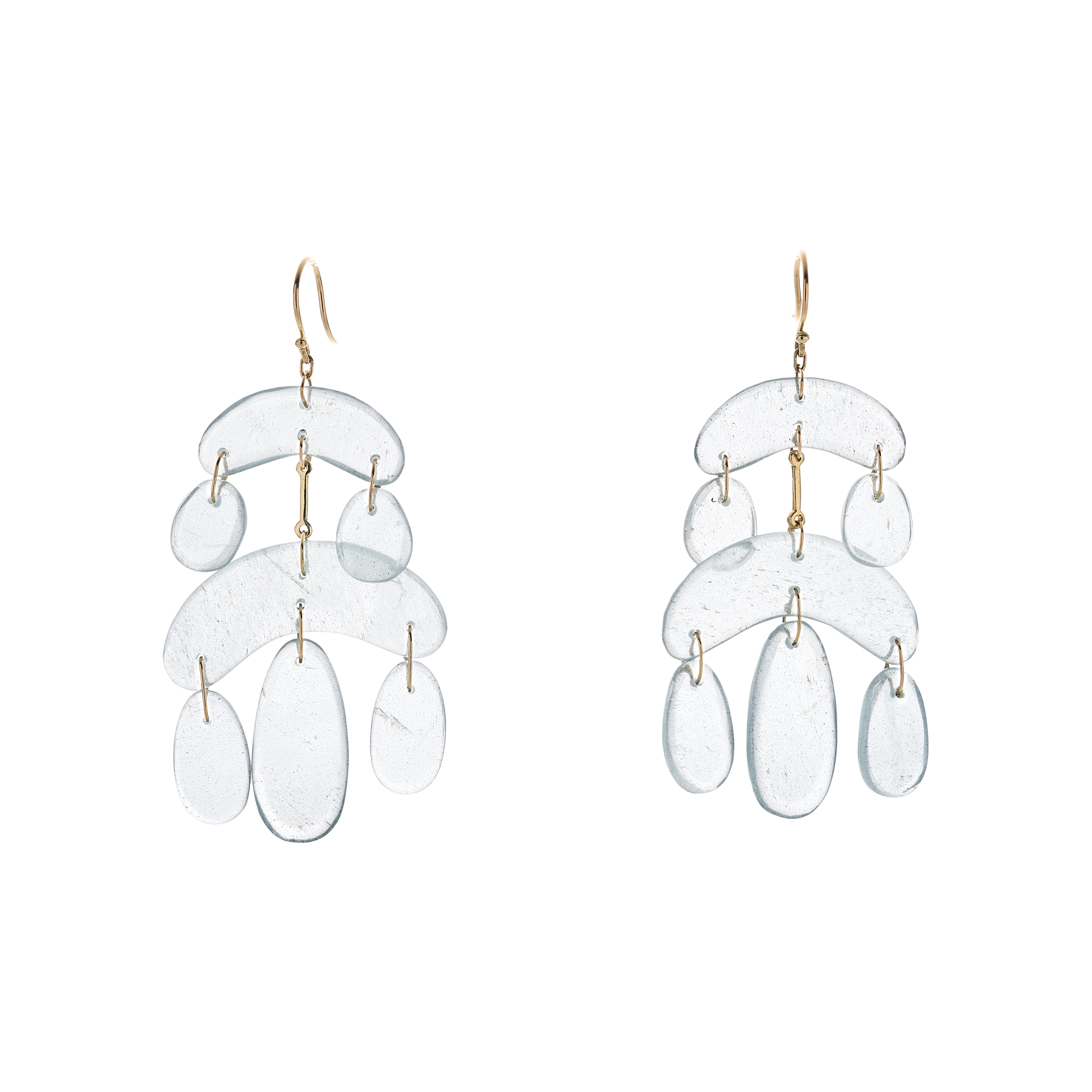TenThousandThings 18k Tiny Cut Stone Aquamarine Chandelier Earrings