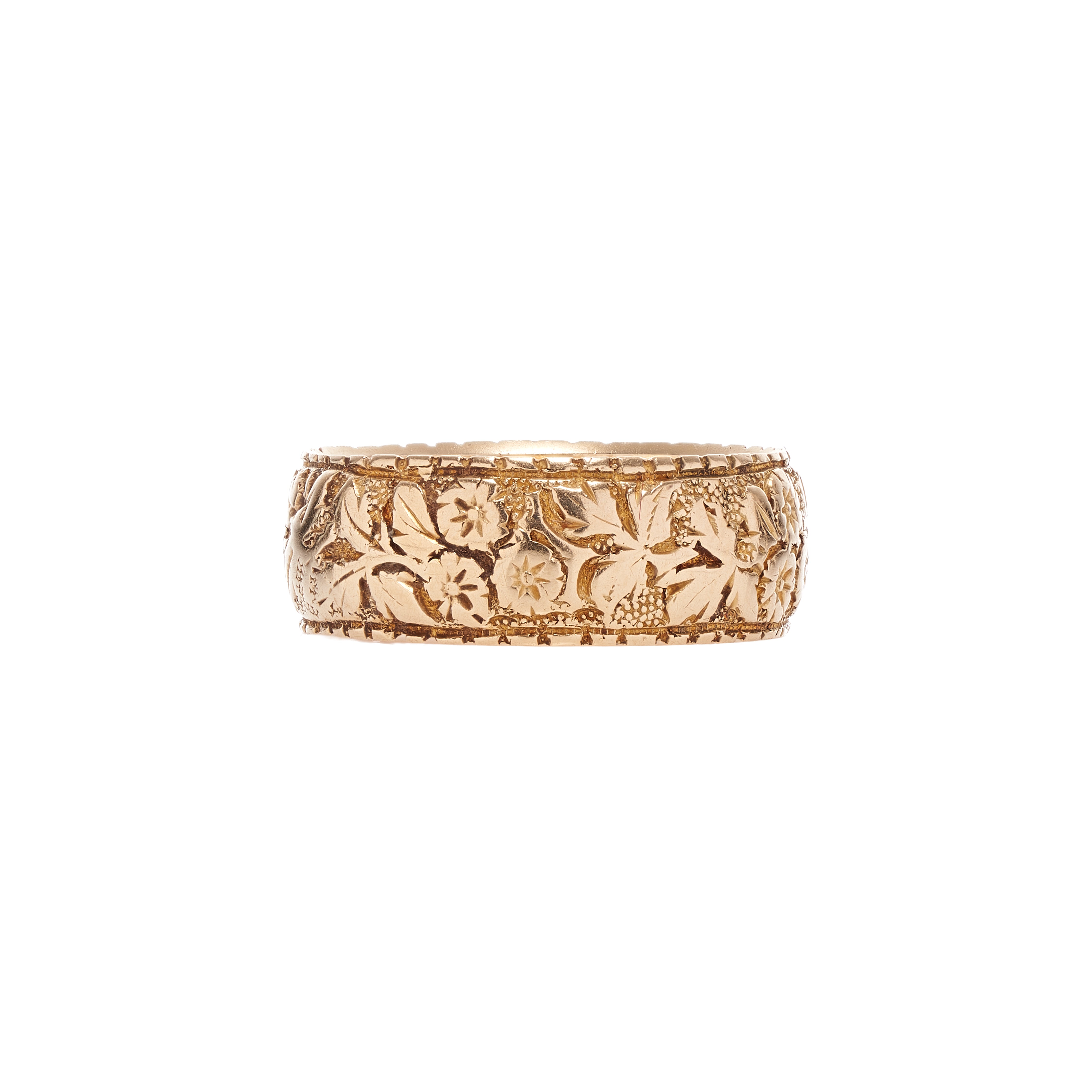 Antique Victorian 18k Foliage Engraved 7mm Band
