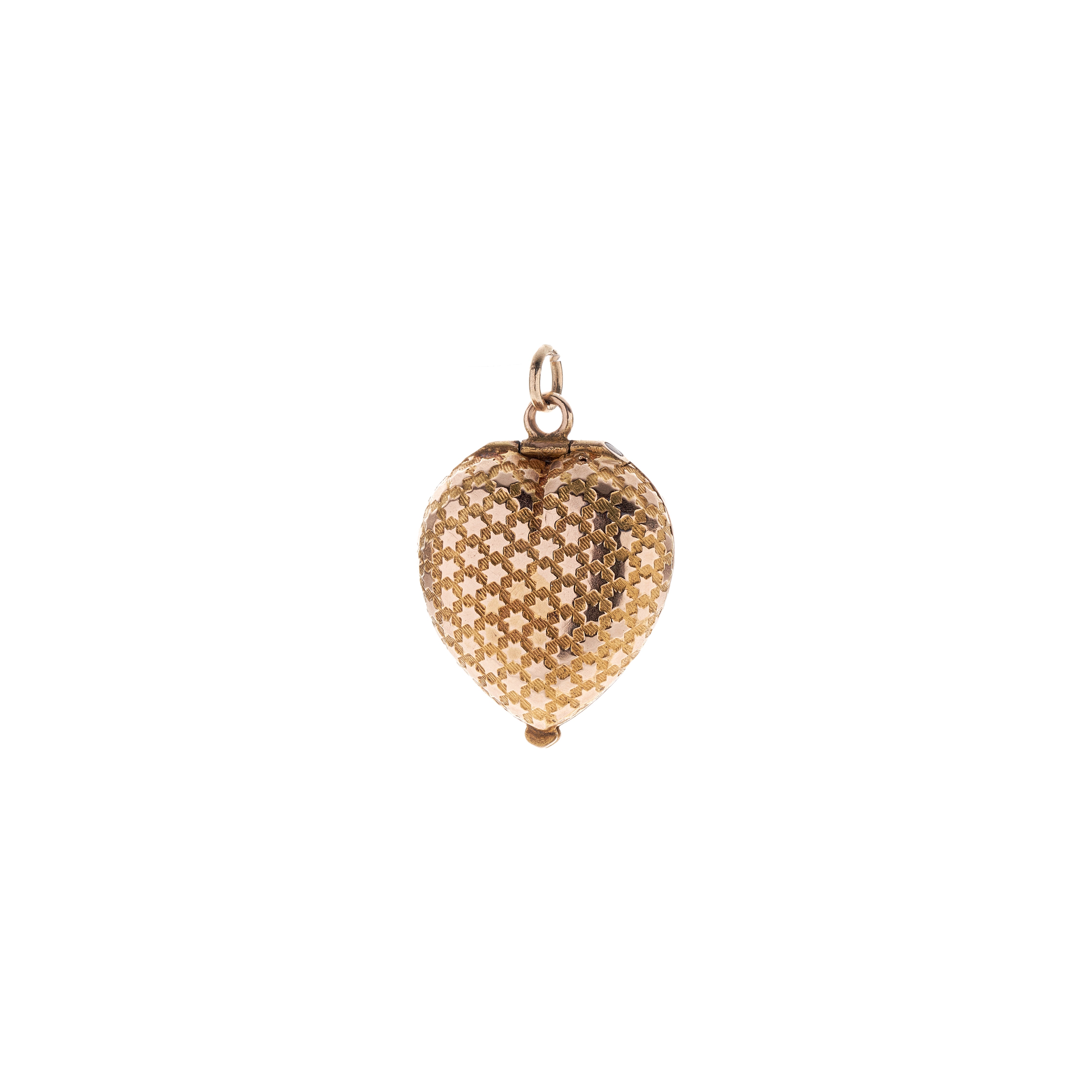 Antique Victorian 18k Heart w/ Allover Stars Locket Pendant