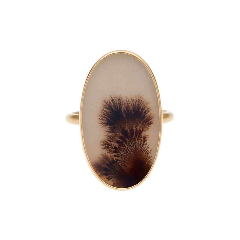 Gabriella Kiss 18k Large Oval Dendritic Agate Ring