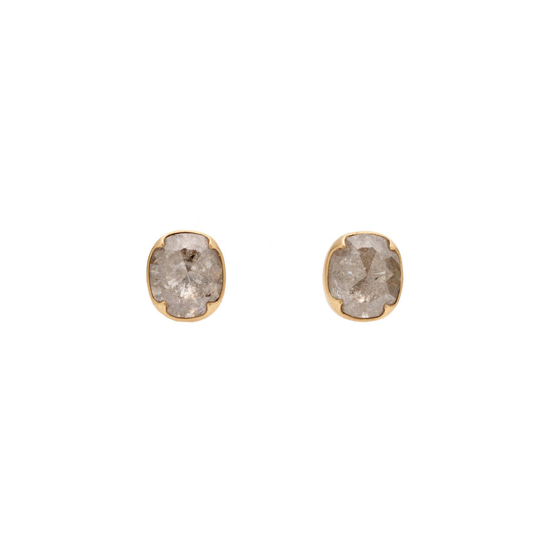 Gabriella Kiss 18K & Lacy Grey Cushion Diamond Studs 3.75ct