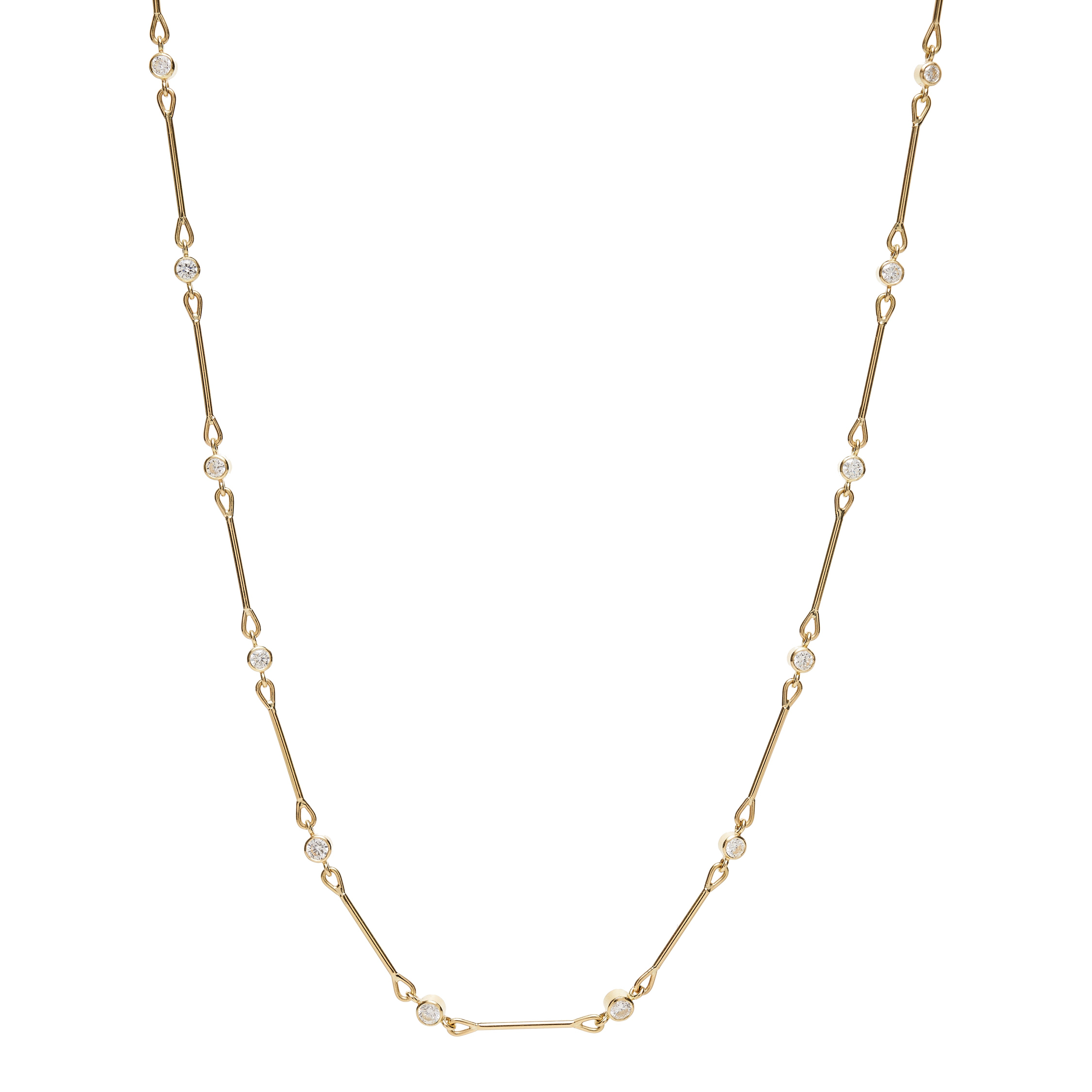Tura Sugden 18k Needle Eye Necklace w/ Graduated Diamonds- 17”