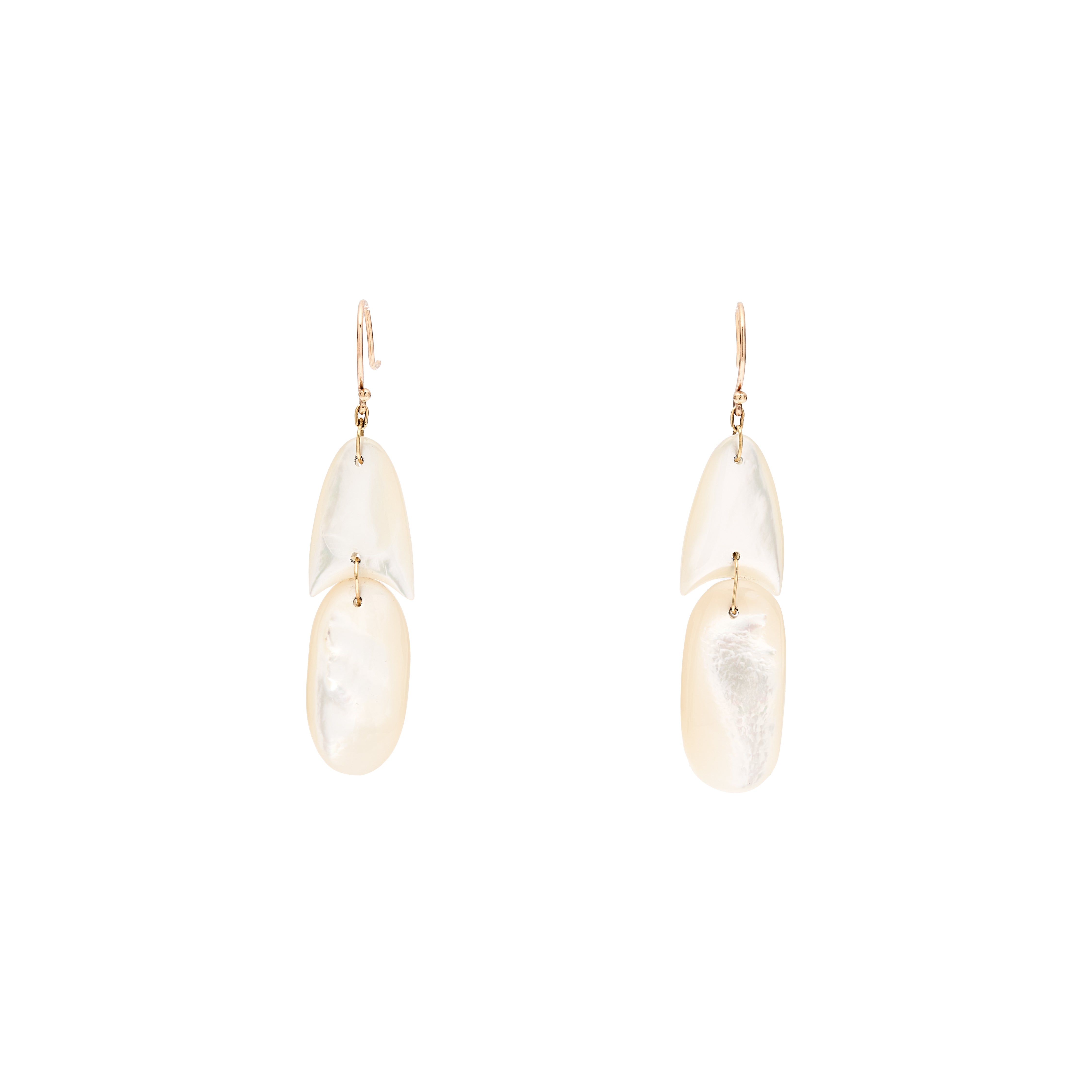 TenThousandThings 18k Tiny Mother of Pearl Arrowhead Earrings