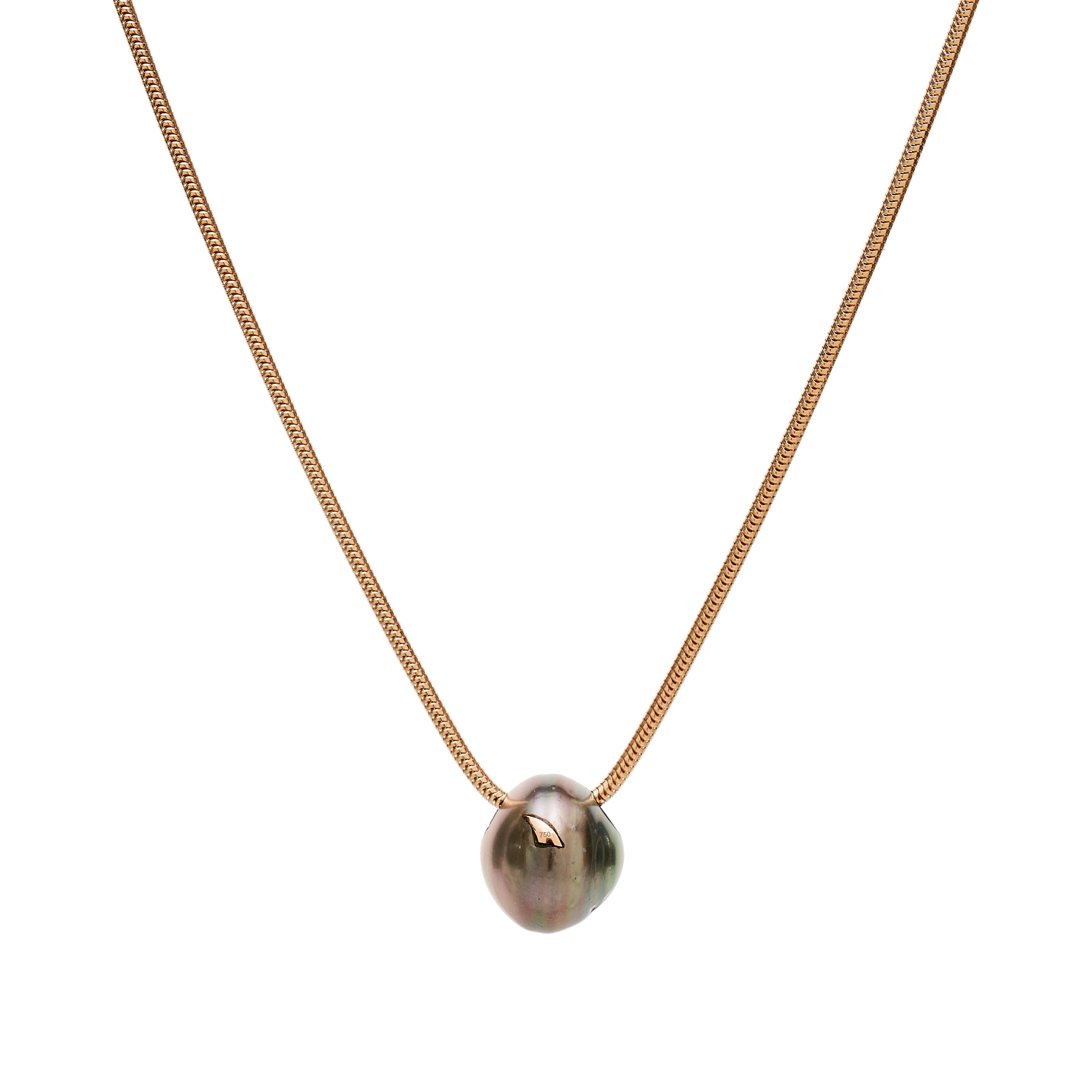 Dezso Grey Pearl Bead Pendant w/ 18k Shark Fin Inlay