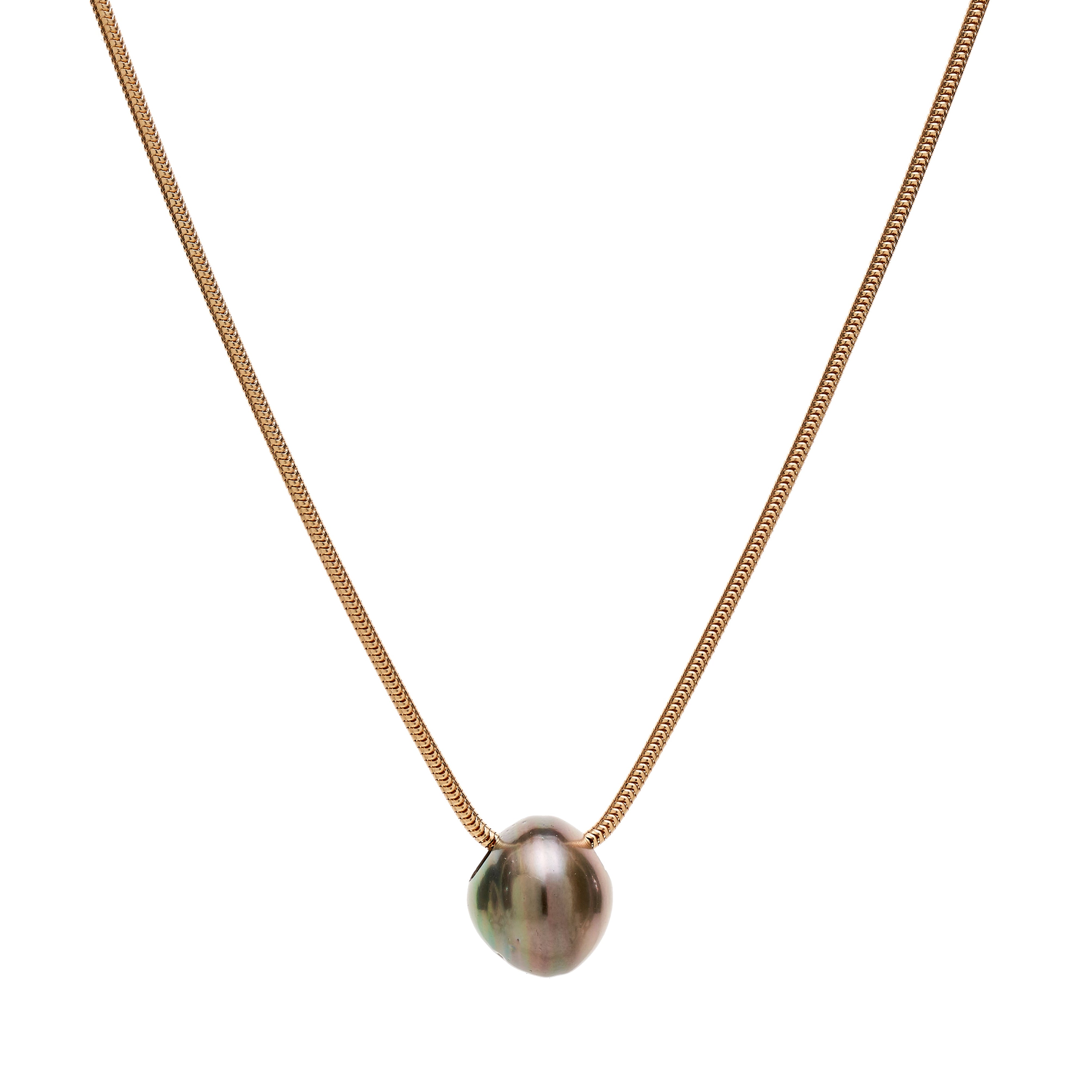 Dezso Grey Pearl Bead Pendant w/ 18k Shark Fin Inlay