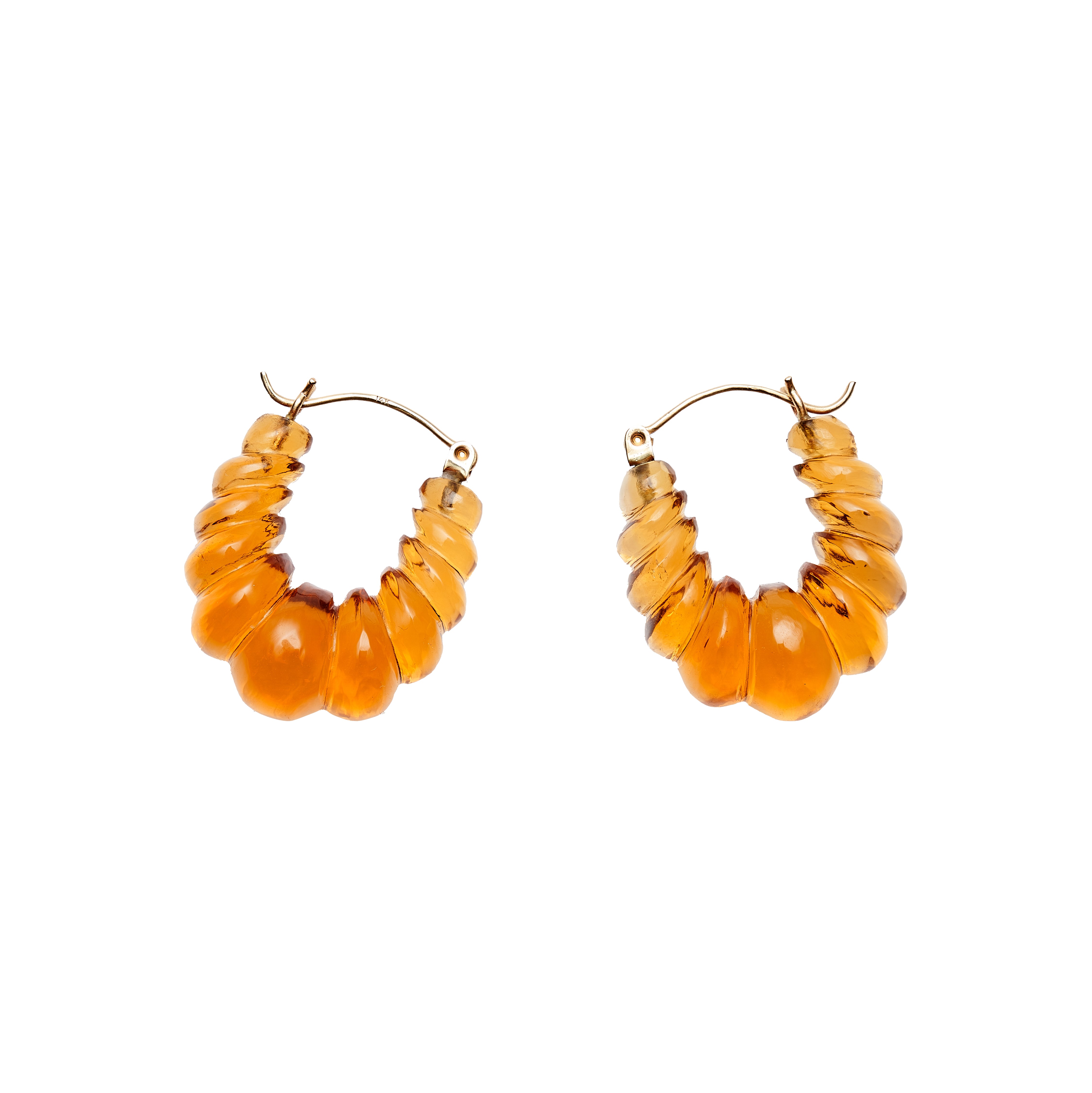 TenThousandThings 14k Citrine Carved Hoop Earrings