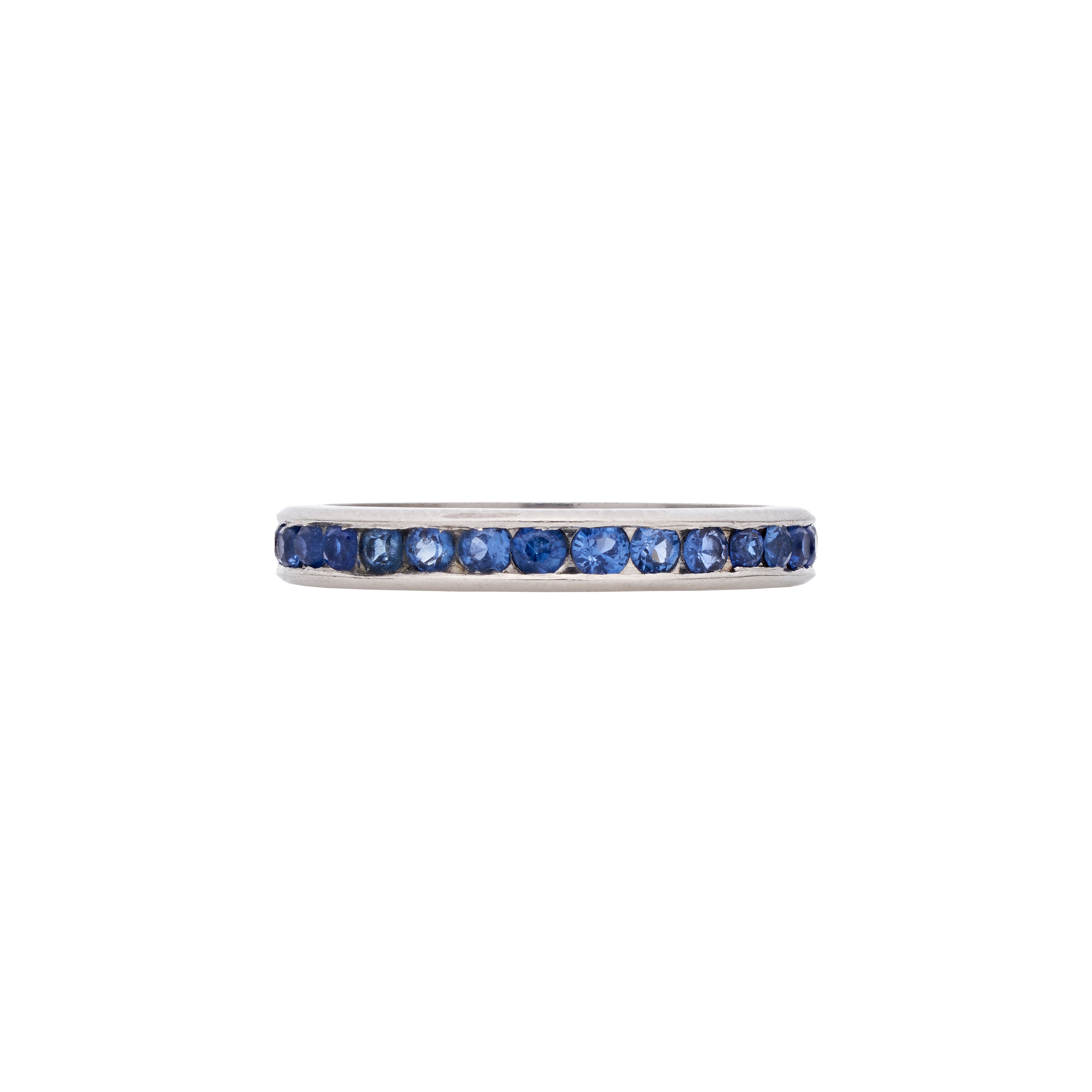 Vintage Platinum Natural Sapphire Eternity Band