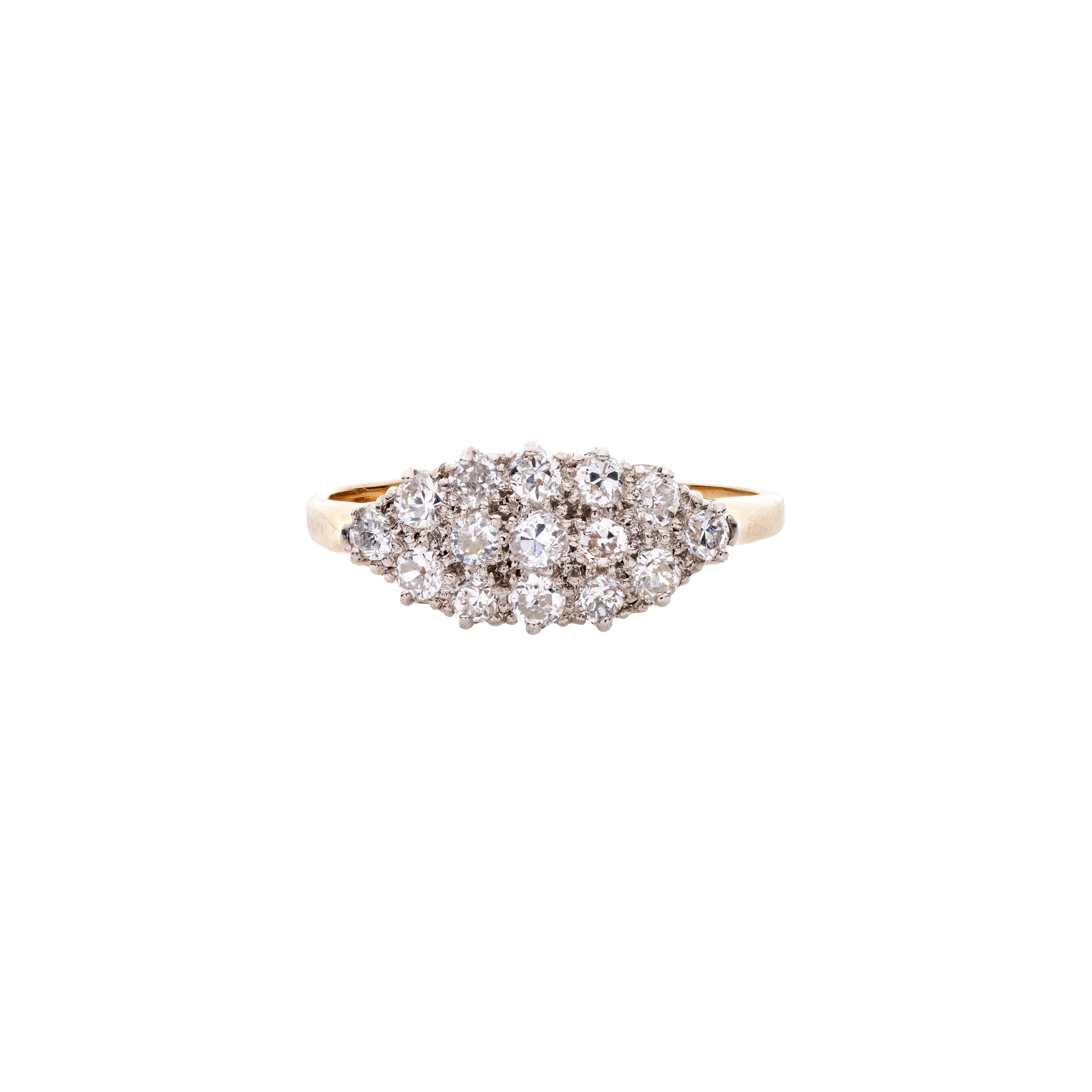 Antique Edwardian 18k/Platinum Diamond Boat Shaped Ring