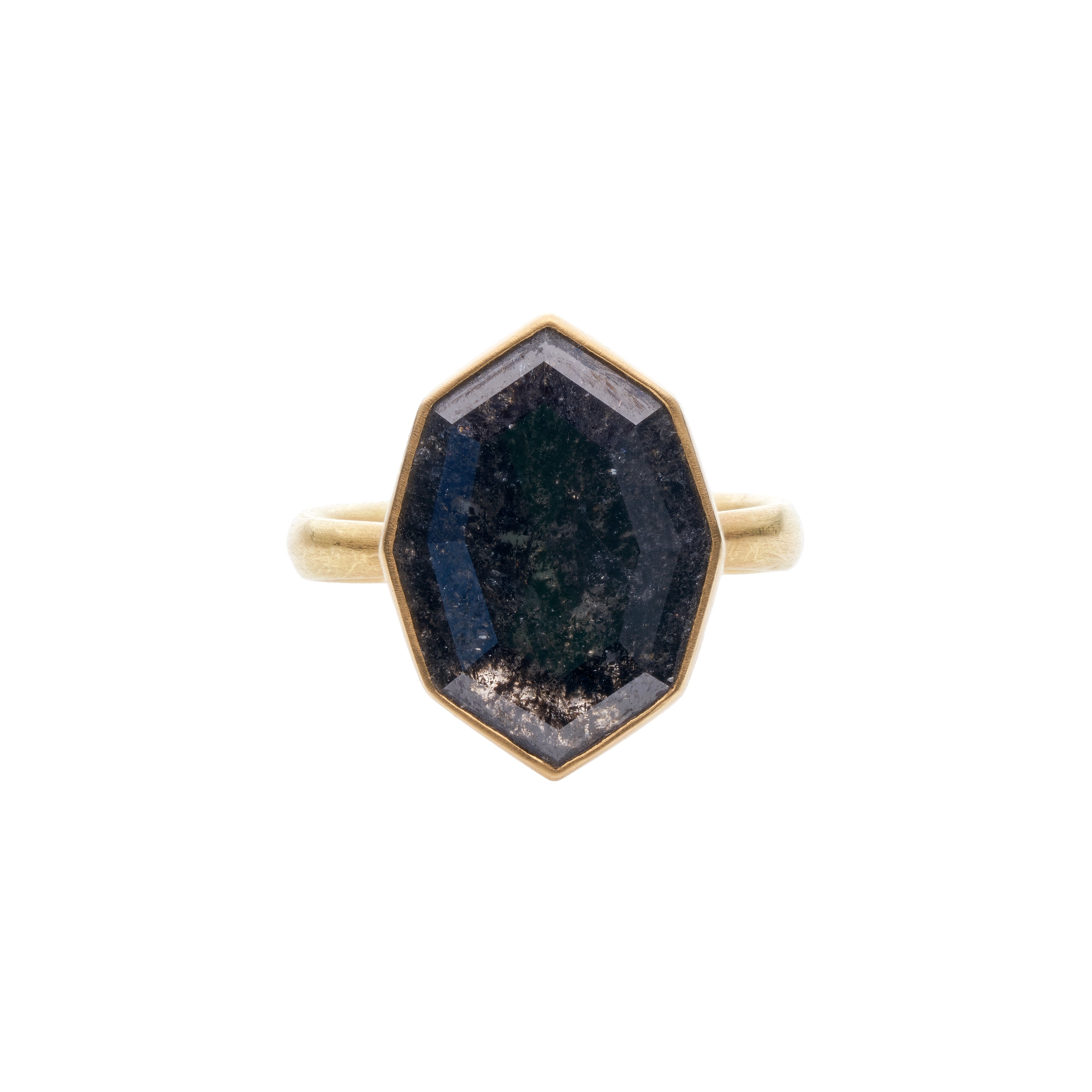 Gabriella Kiss 18k Octagonal Salt & Pepper Diamond Ring- 4.12ct