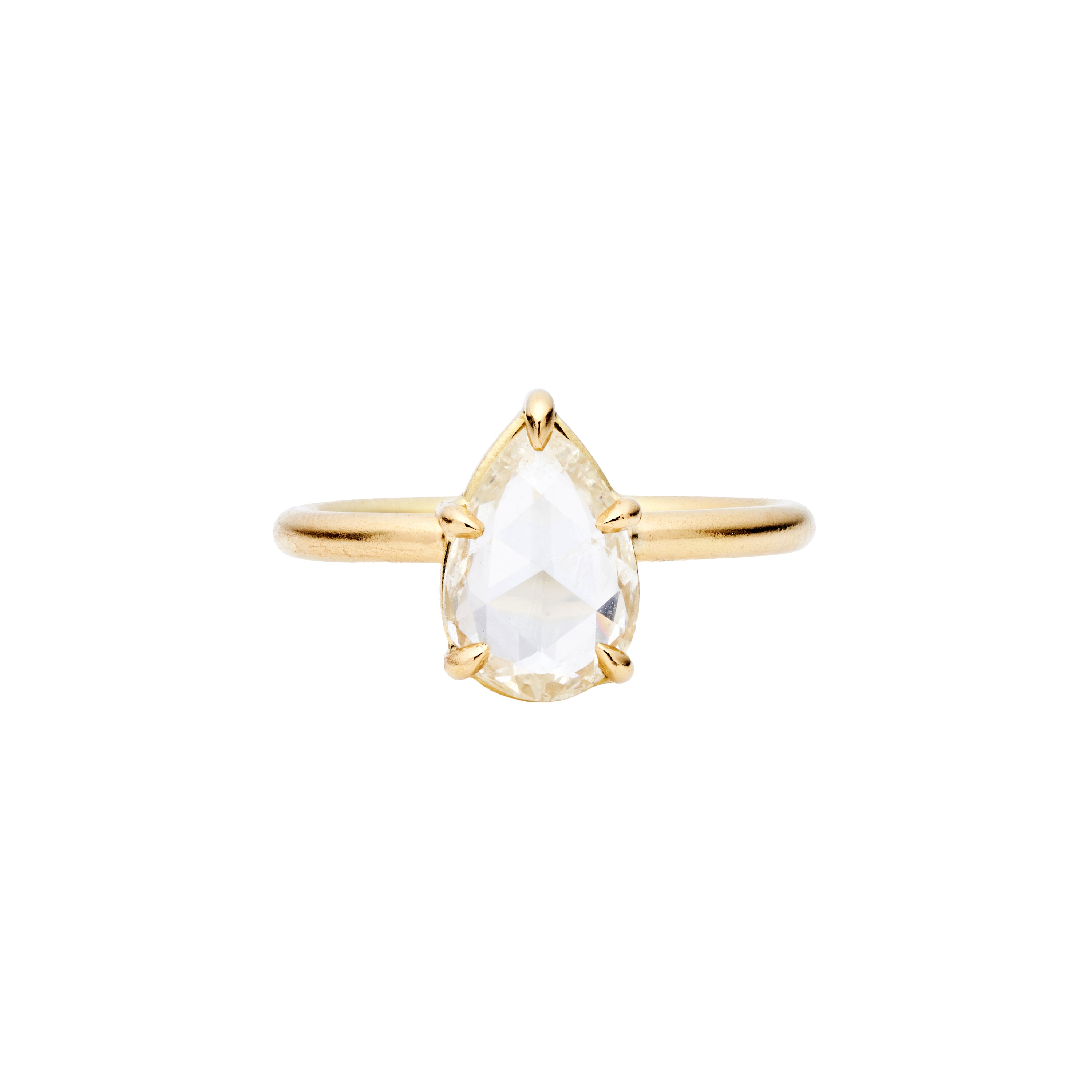 Tura Sugden 18k Rose Cut Pear Shaped Diamond Solitaire Ring- 1.23ct