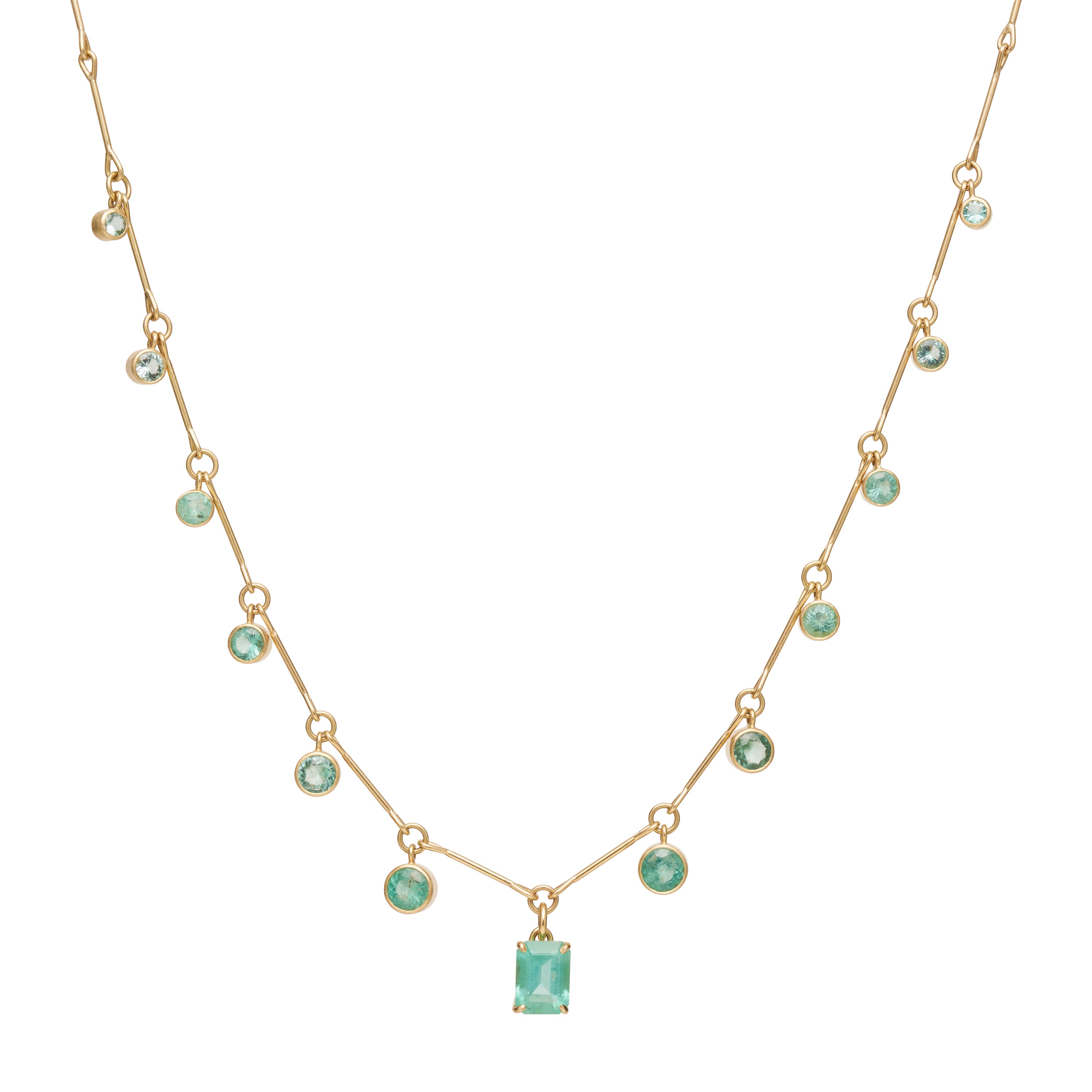 Tura Sugden 18k/22k Emerald Lantern Necklace 16"/18"