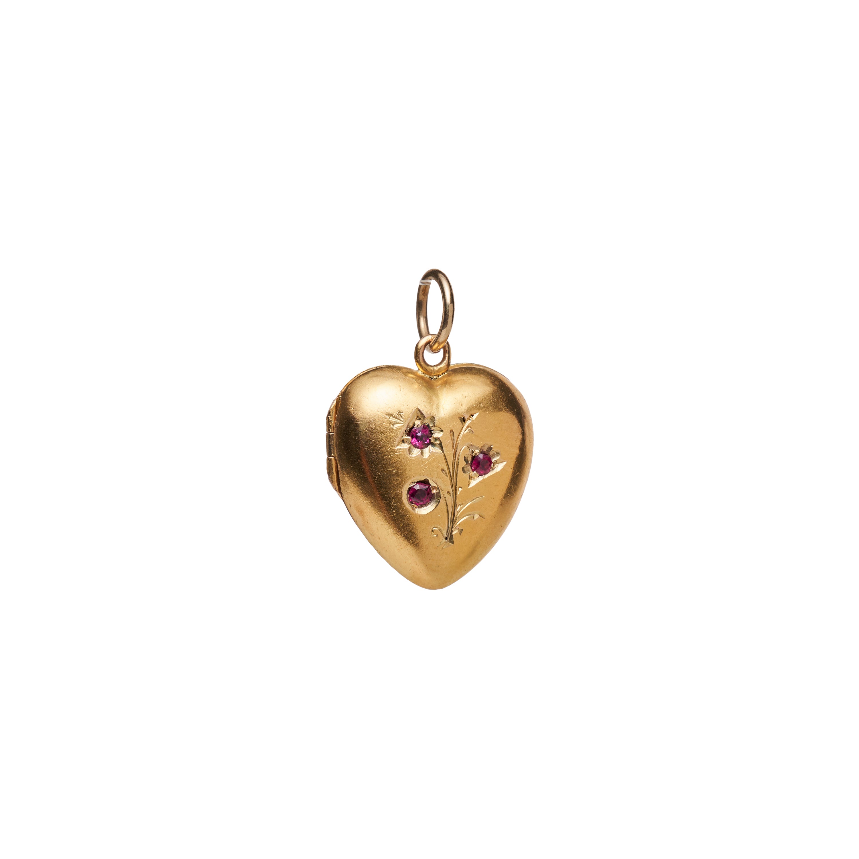 Antique Late Victorian 15k Garnet Heart Locket Pendant