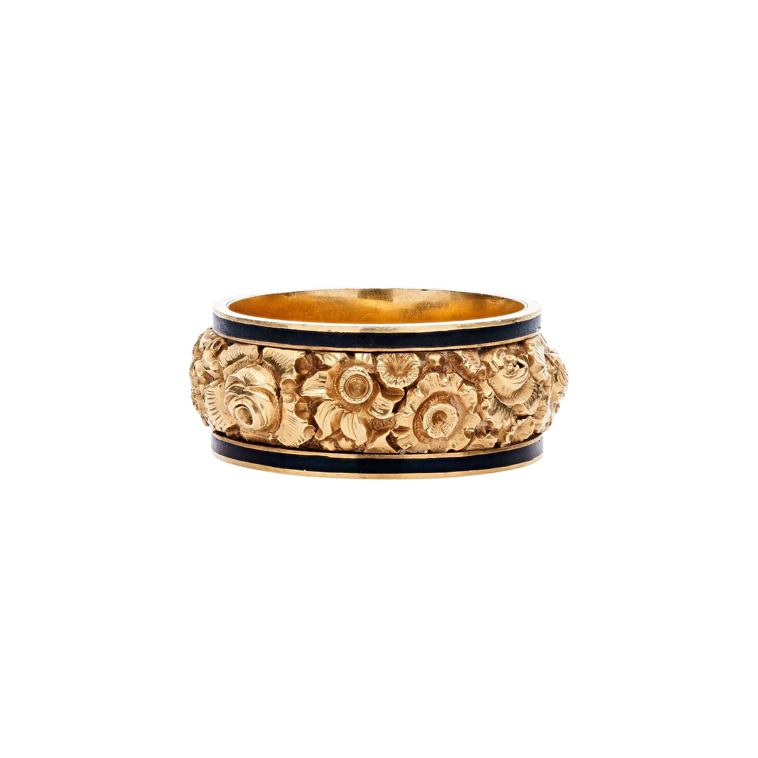 Antique Georgian 18k Black Enamel Mourning Band