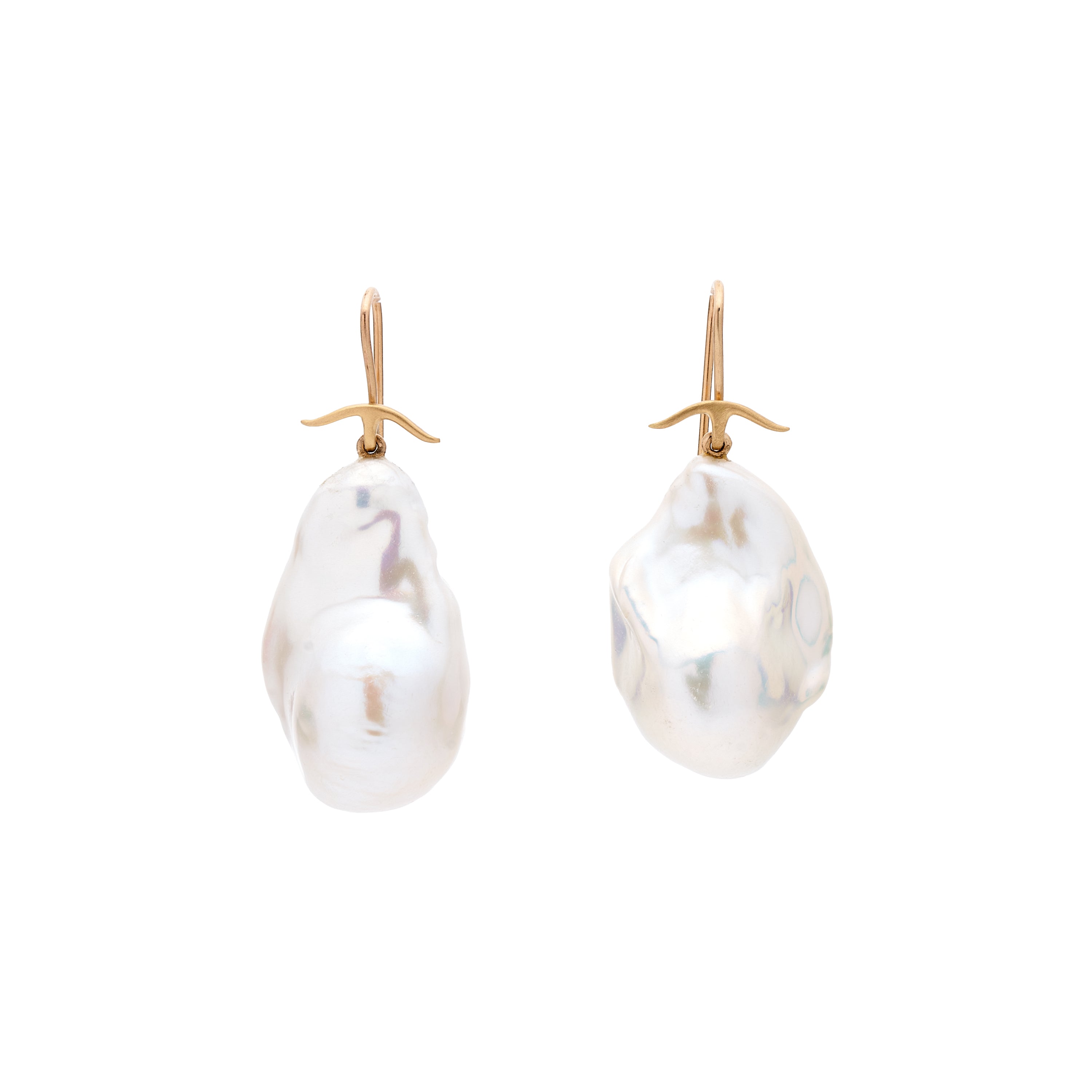 Gabriella Kiss 14k/18k Freshwater Baroque Pearl Earrings- 23mm tall