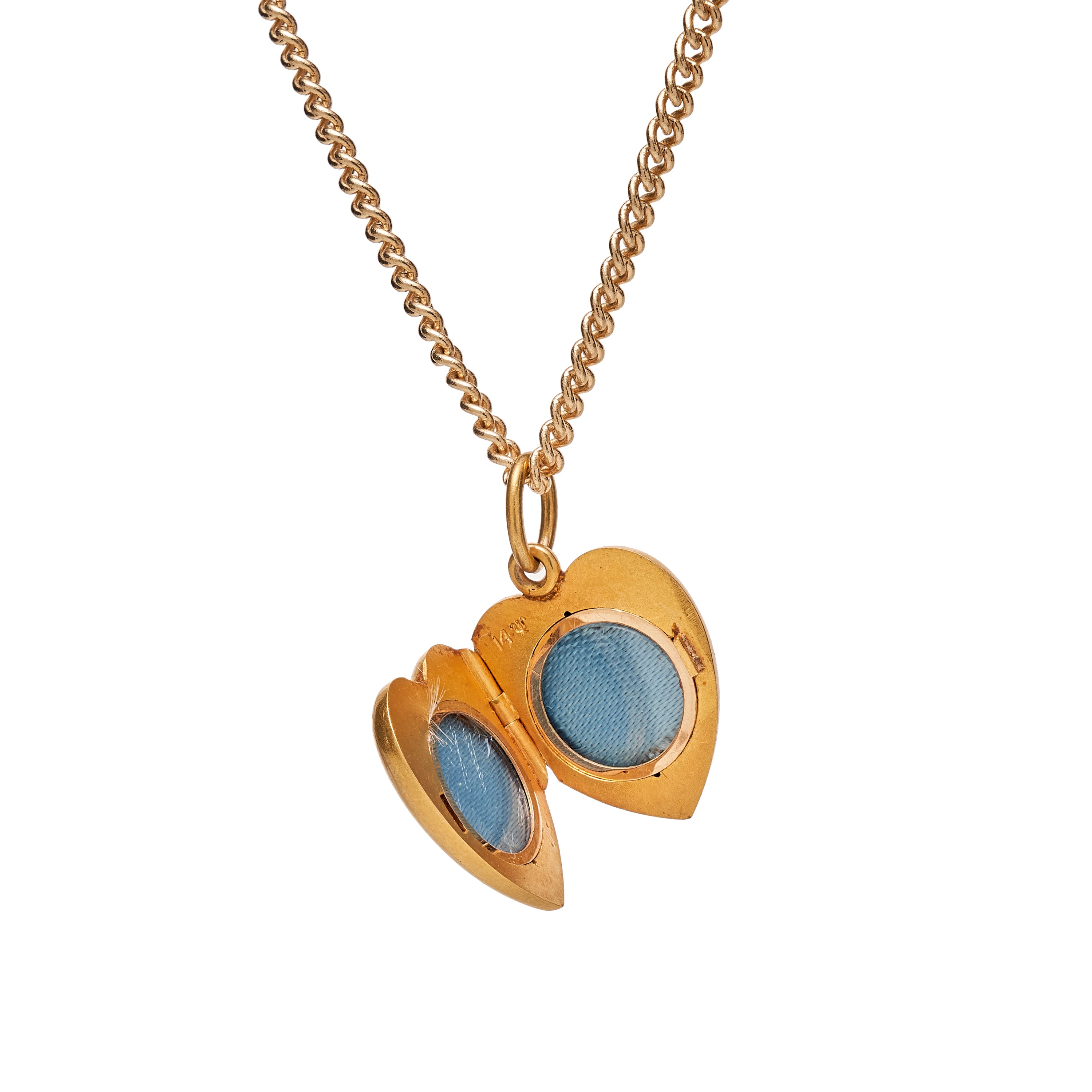 Antique Victorian 14k Heart w/ Three Turquoise Locket Pendant