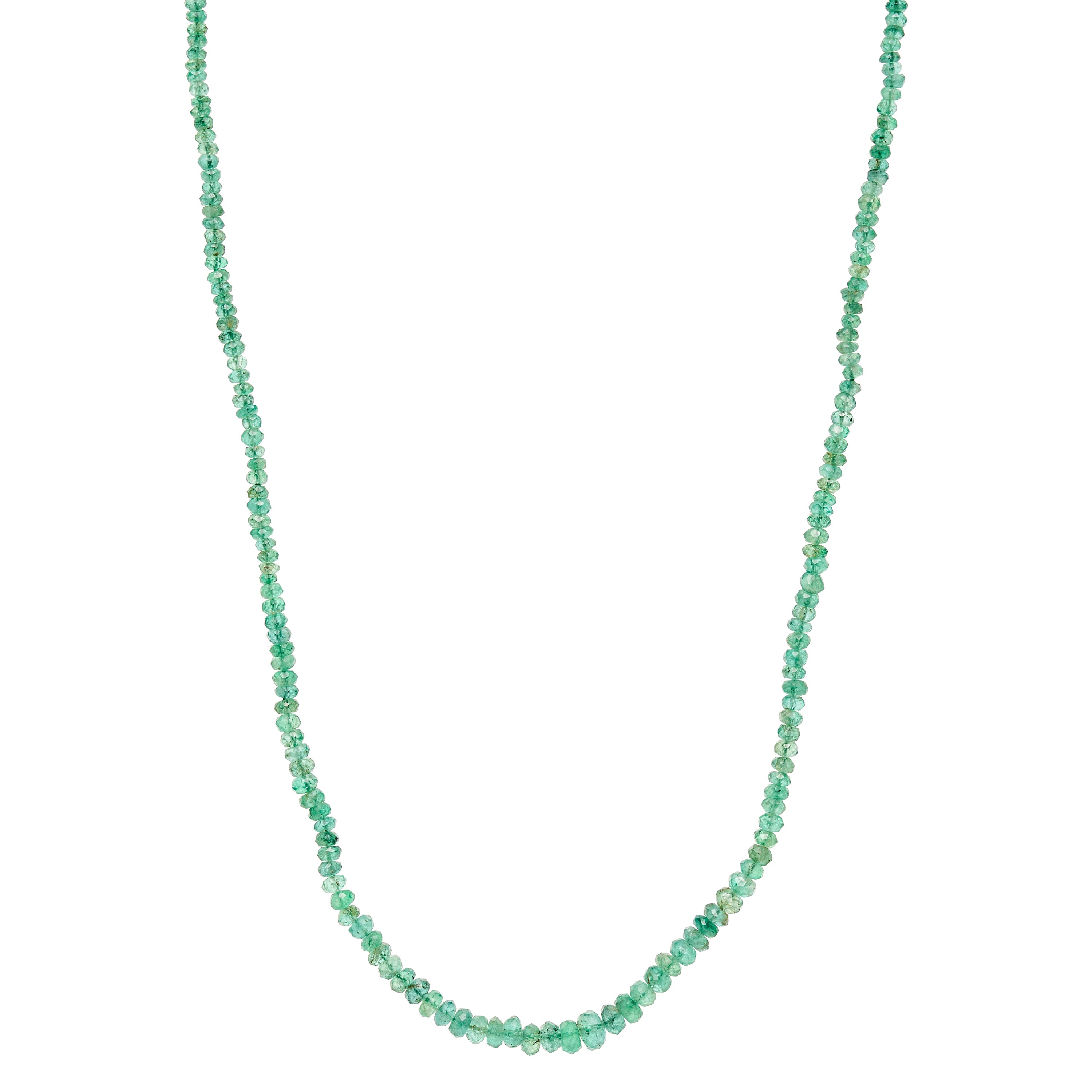 Vintage 14k Facetted Emerald Bead Necklace- 18"