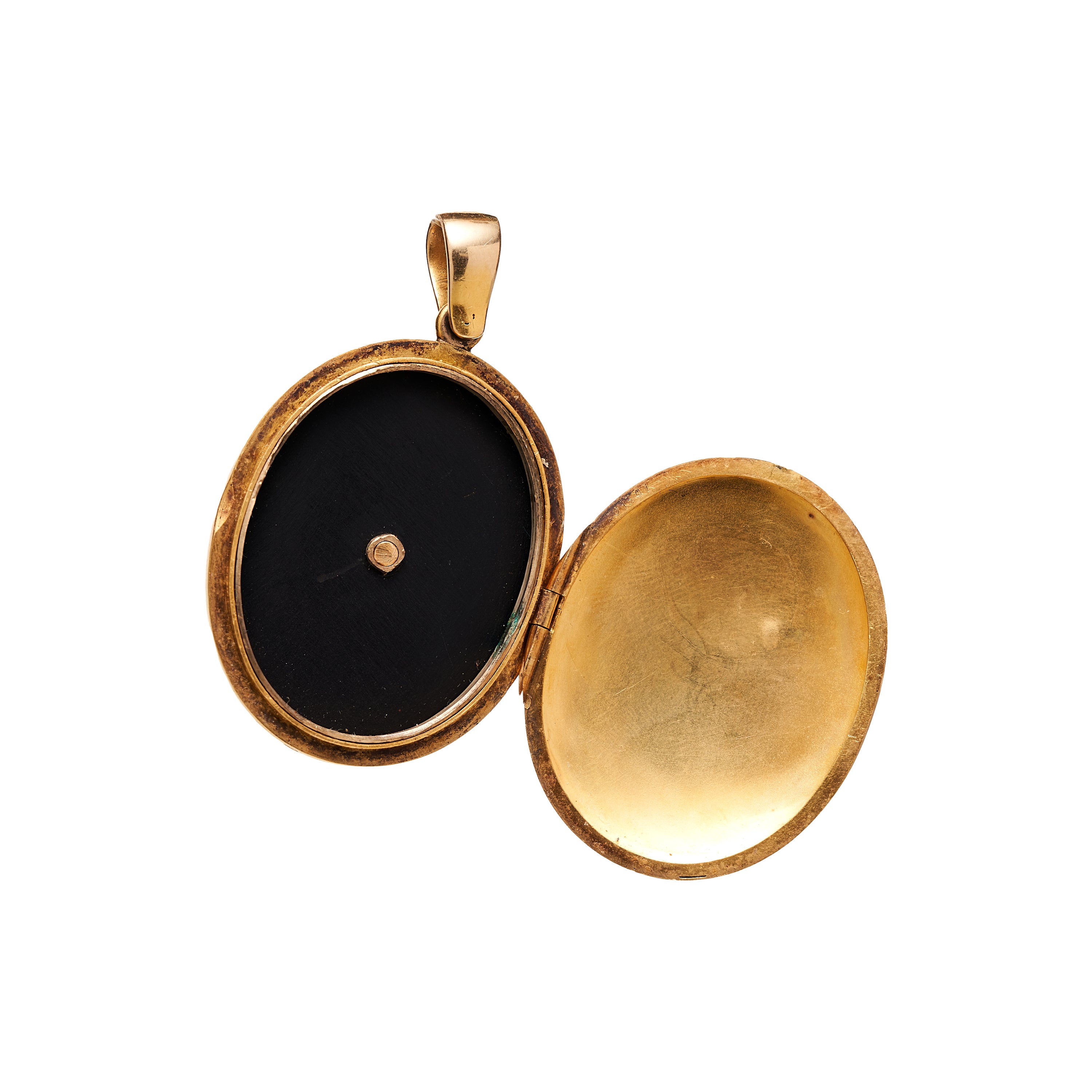 Antique Victorian 15k/18k Banded Agate w/ Diamond Star Motif Locket Pendant