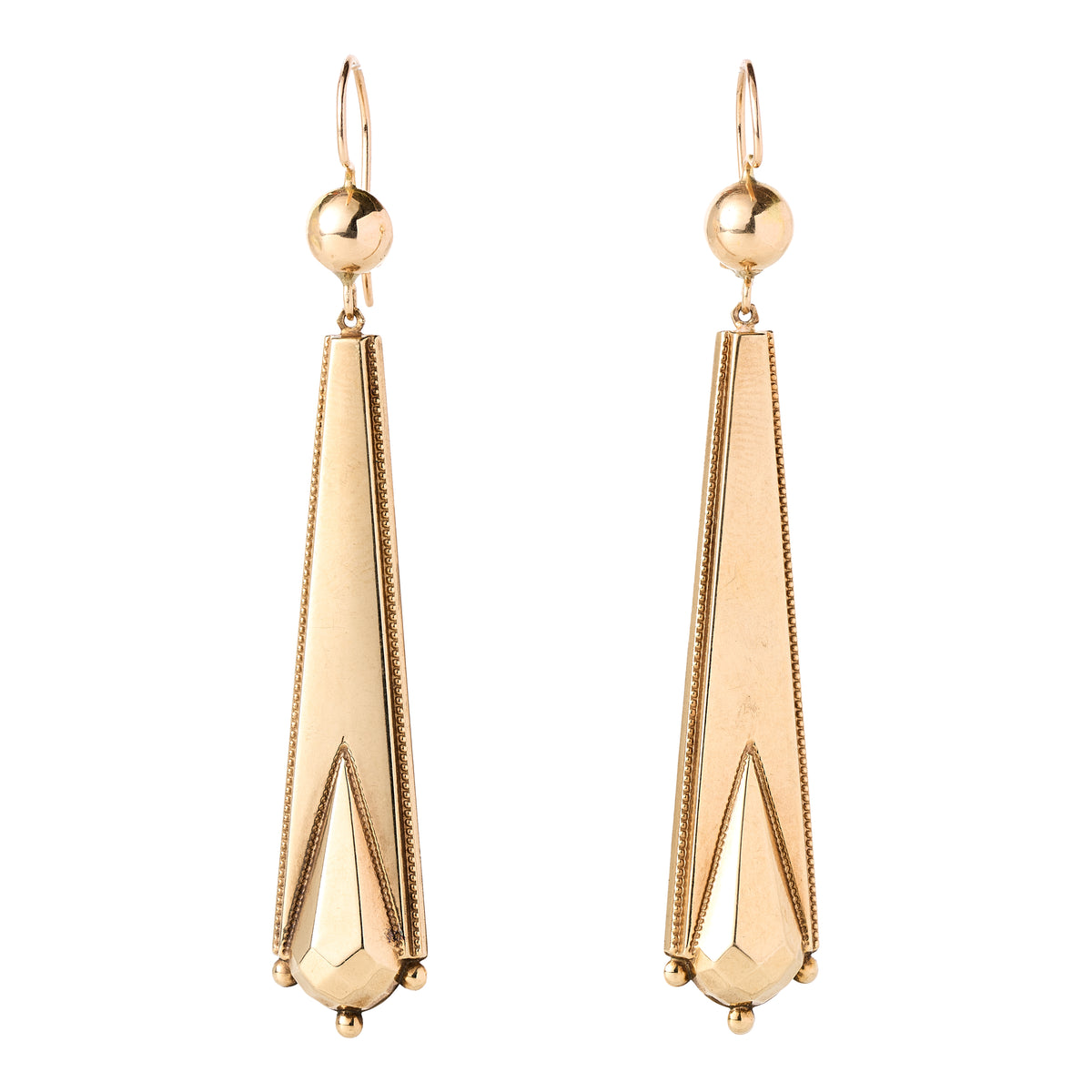Antique Victorian 14k Long Faceted Drop Earrings