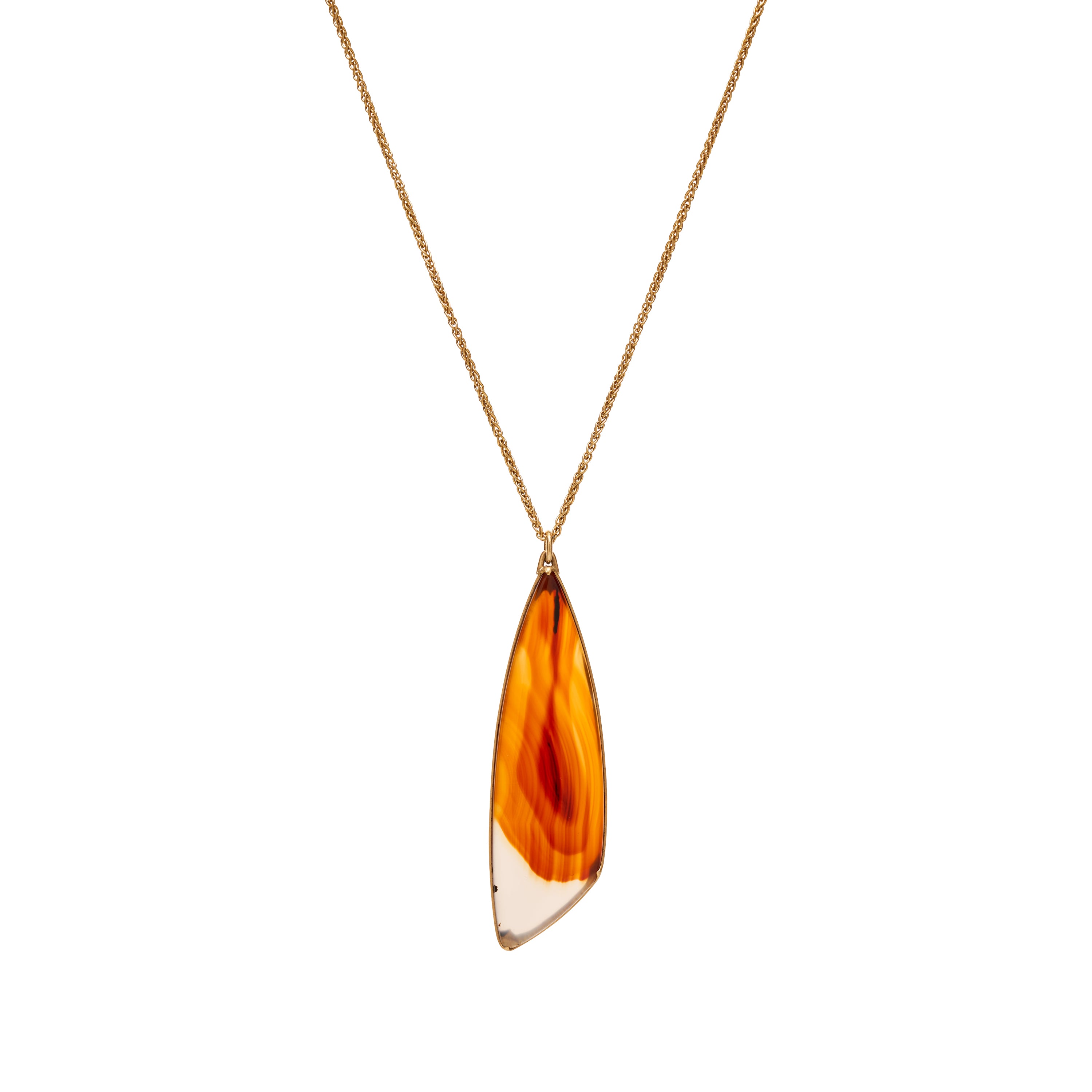 Gabriella Kiss 18k Orange Agate Wing Pendant Necklace- 16"