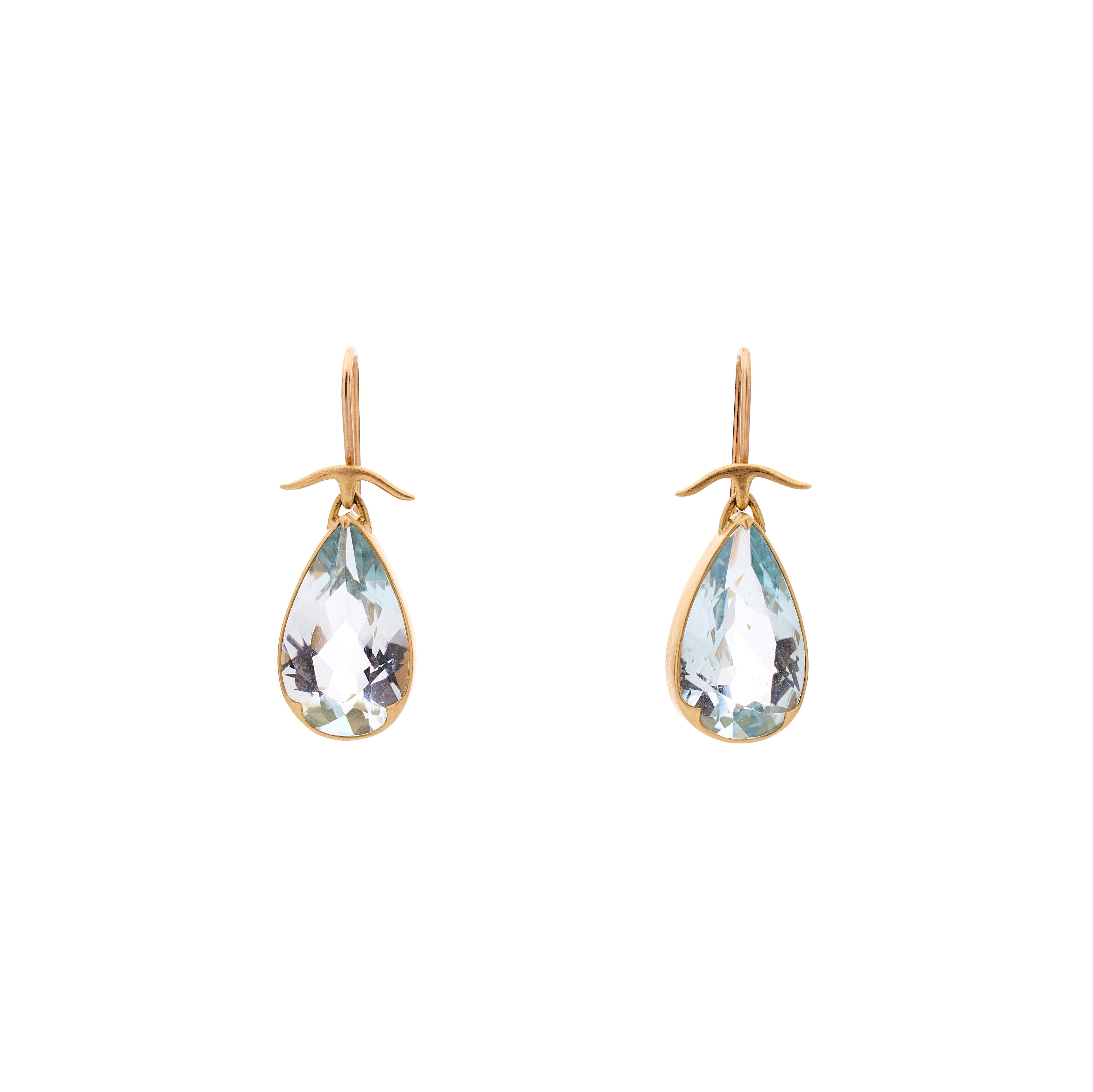 Gabriella Kiss 18k Facetted Pear Shaped Aquamarine Earrings
