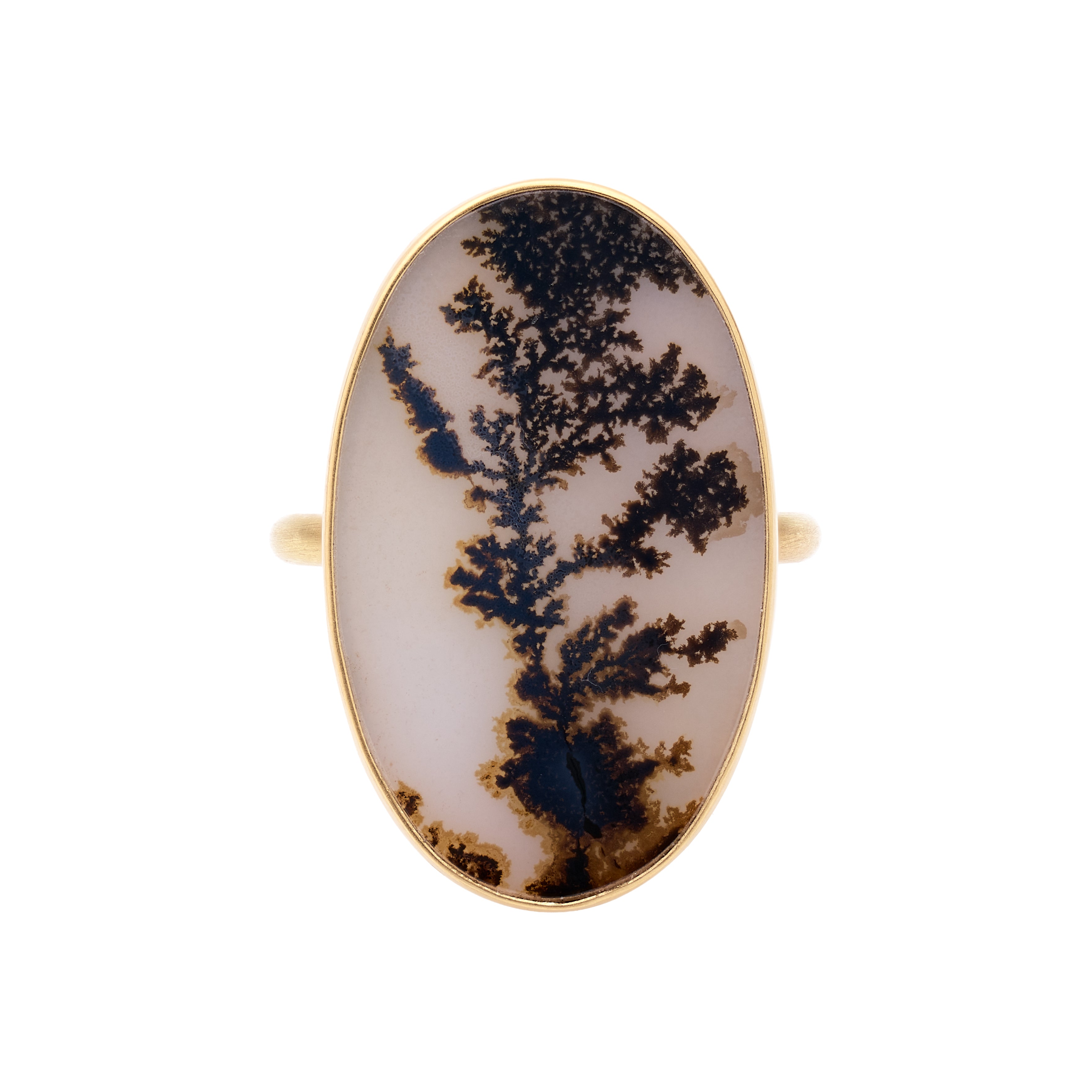 Gabriella Kiss 18k Vertical Oval Dendritic Agate Ring