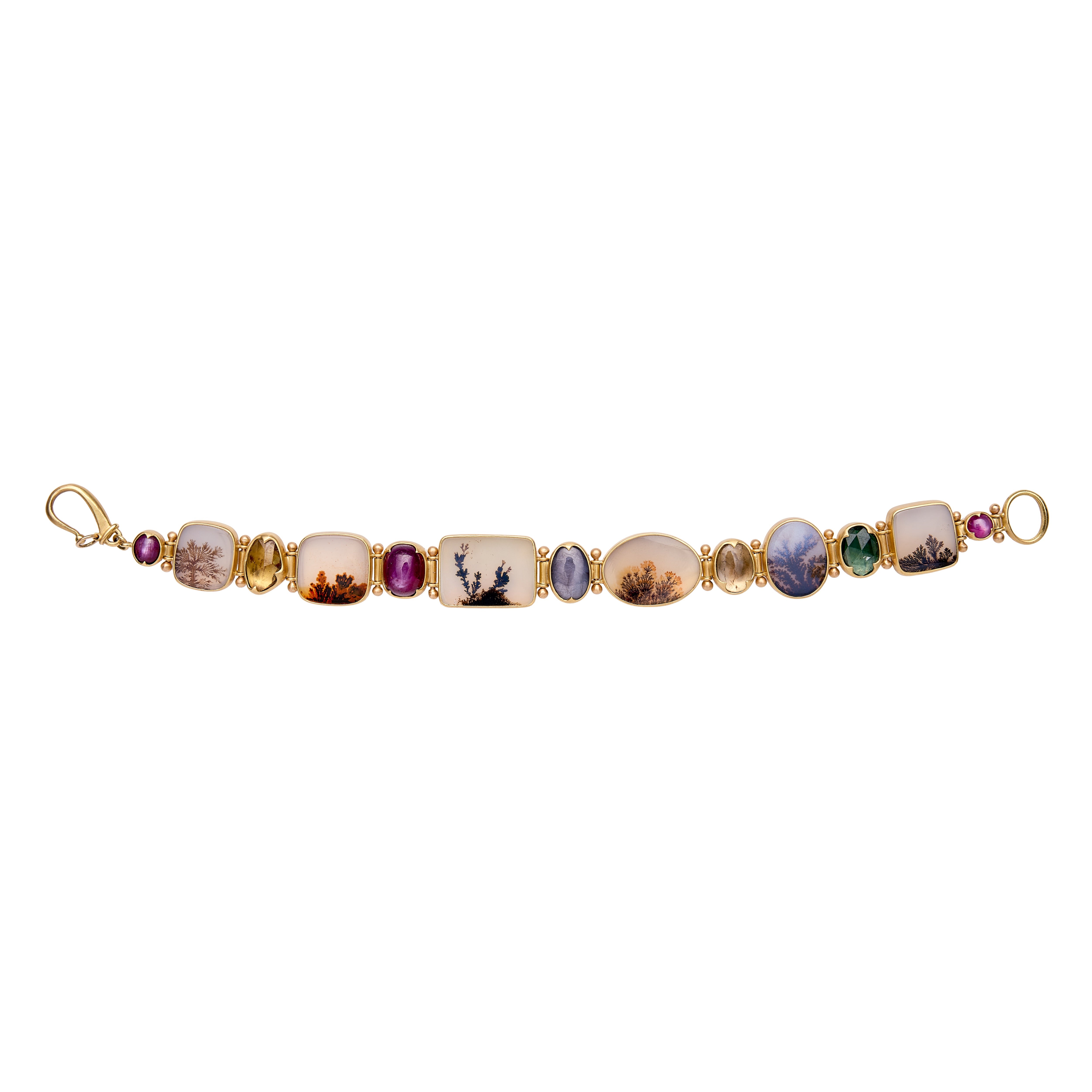 Gabriella Kiss 18k Mixed Dendrite & Sapphire Bracelet- 7.25"