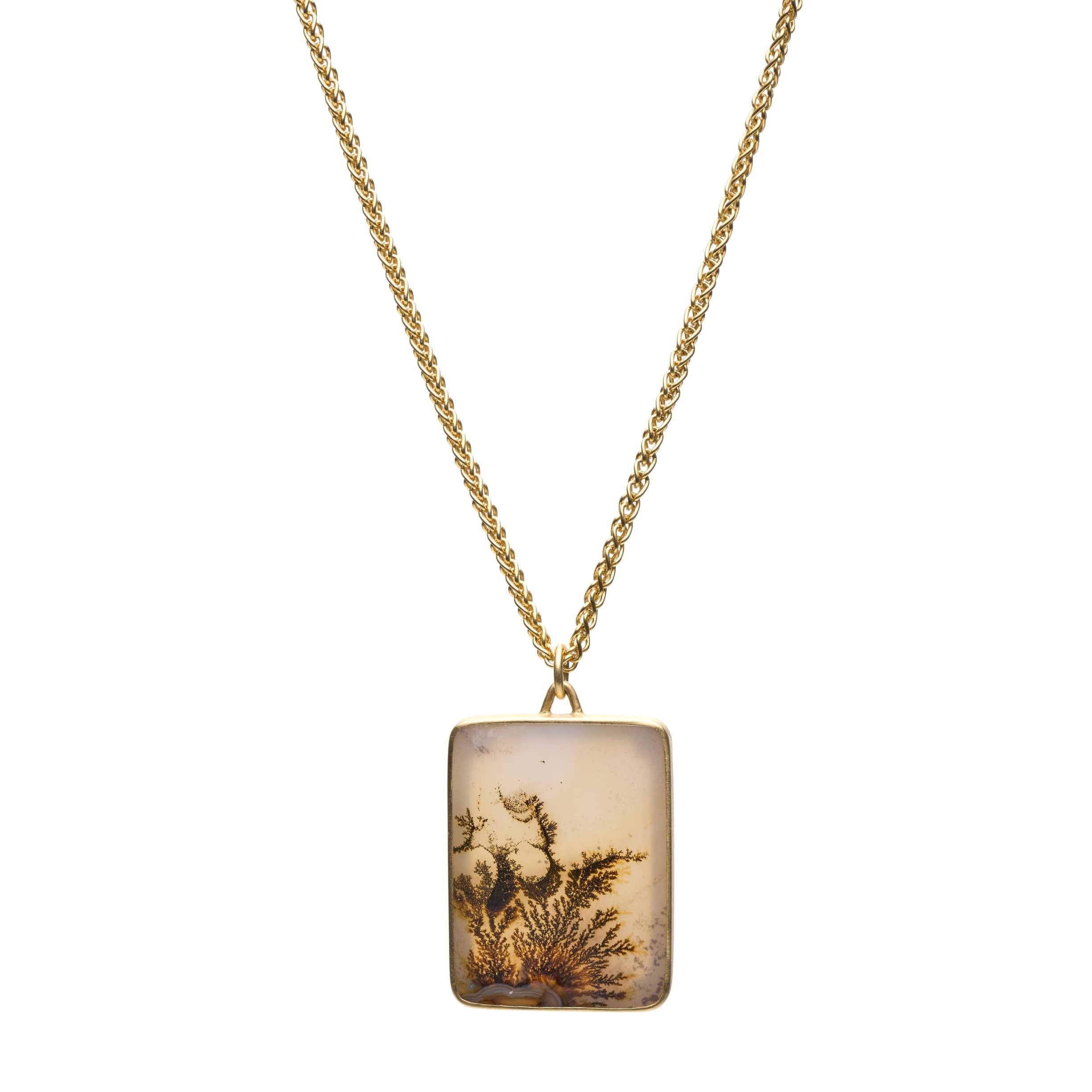Gabriella Kiss 18k Rectangular Dendrite Agate Necklace