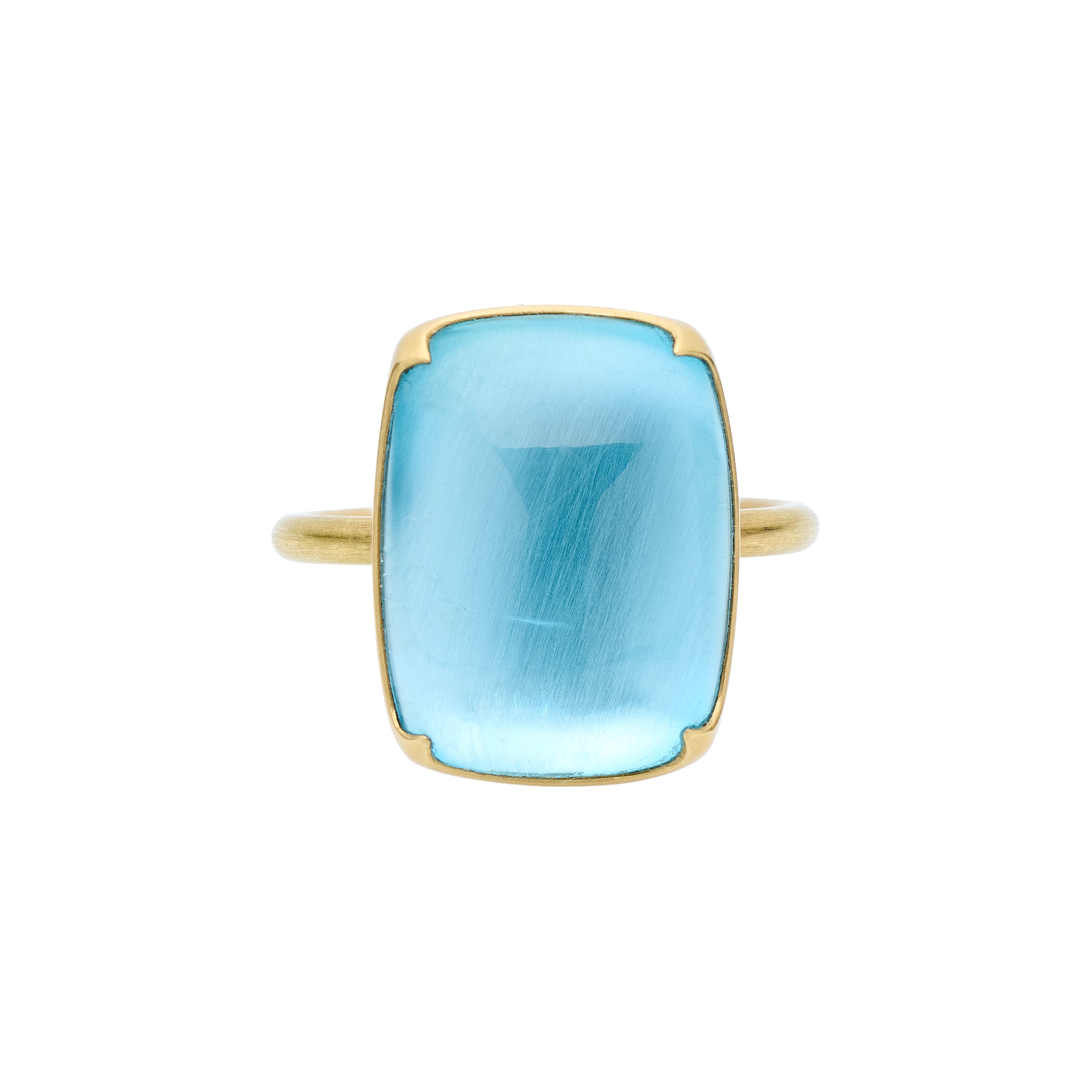 Gabriella Kiss 18k Aquamarine Cabochon Pillow Ring 4.03 carat
