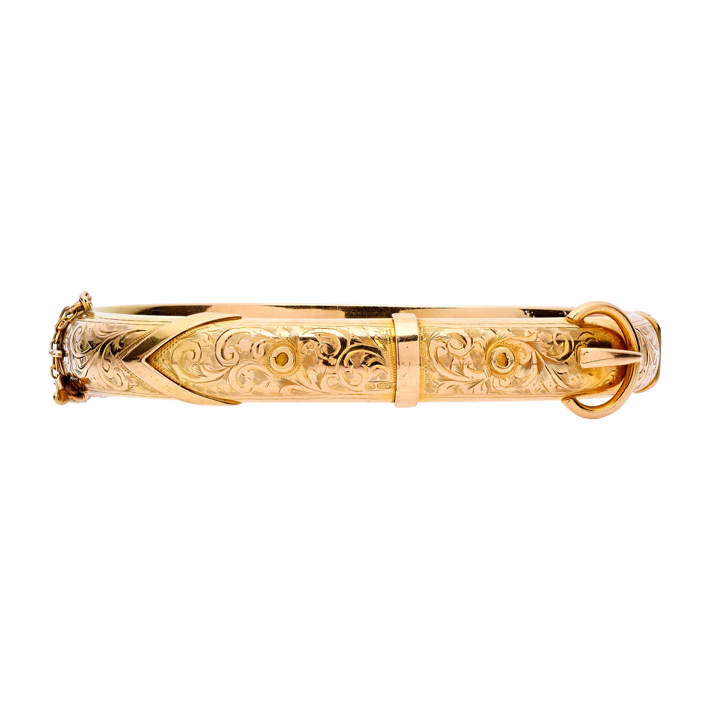 Antique Edwardian 15k Gold Buckle Bangle Bracelet