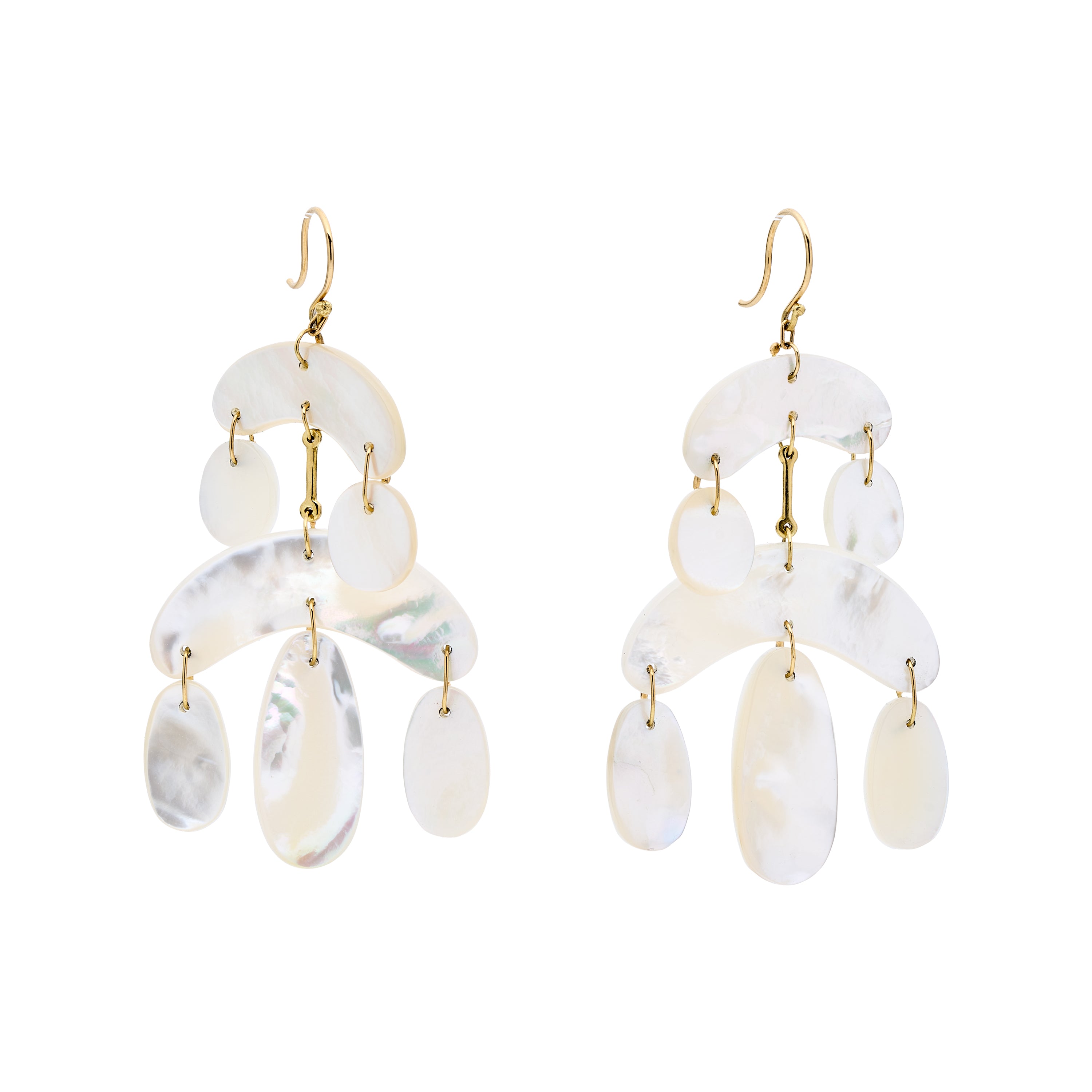 TenThousandThings 18k Mini Cut Stone Mother of Pearl Chandelier Earrings