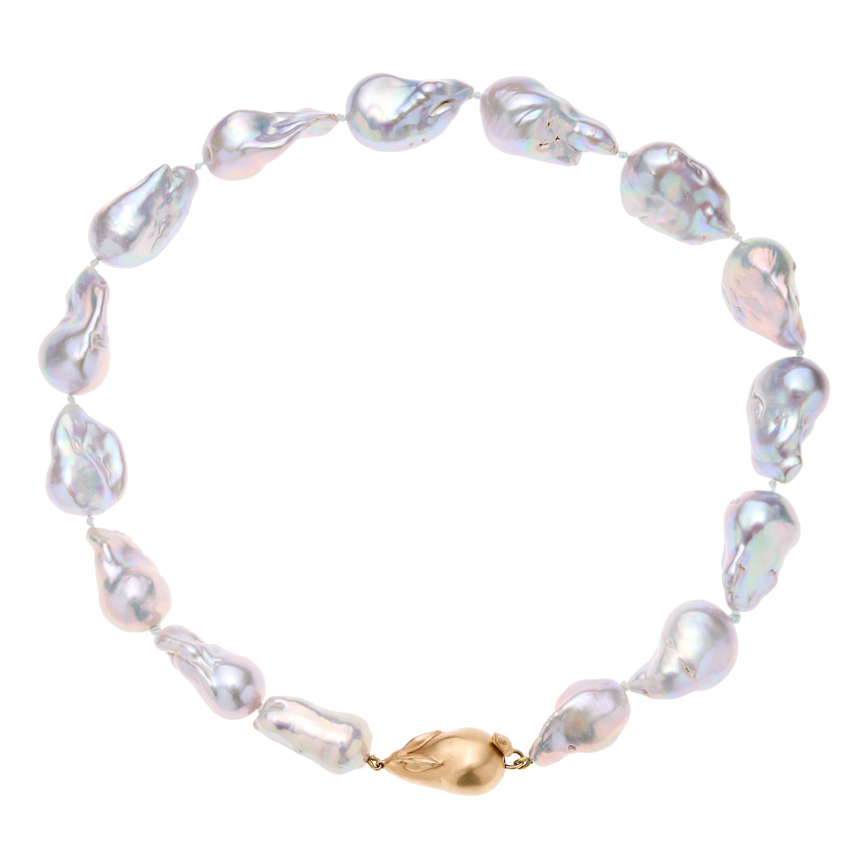 Gabriella Kiss 14k Gold and Grey Baroque Pearl Bunny Necklace - 18.5"