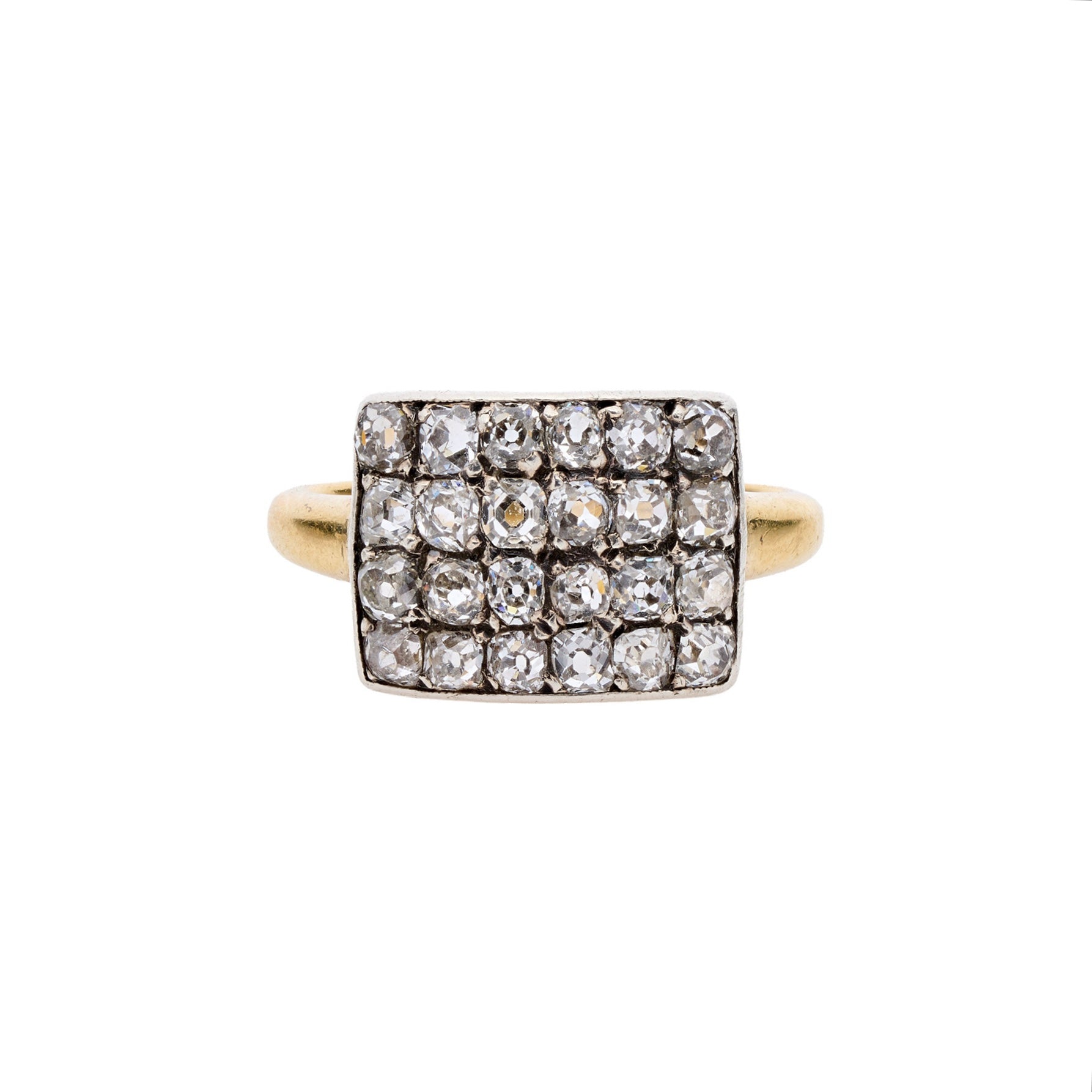 Antique Victorian 18k Silver Set Diamond Tablet Ring - 2ctw
