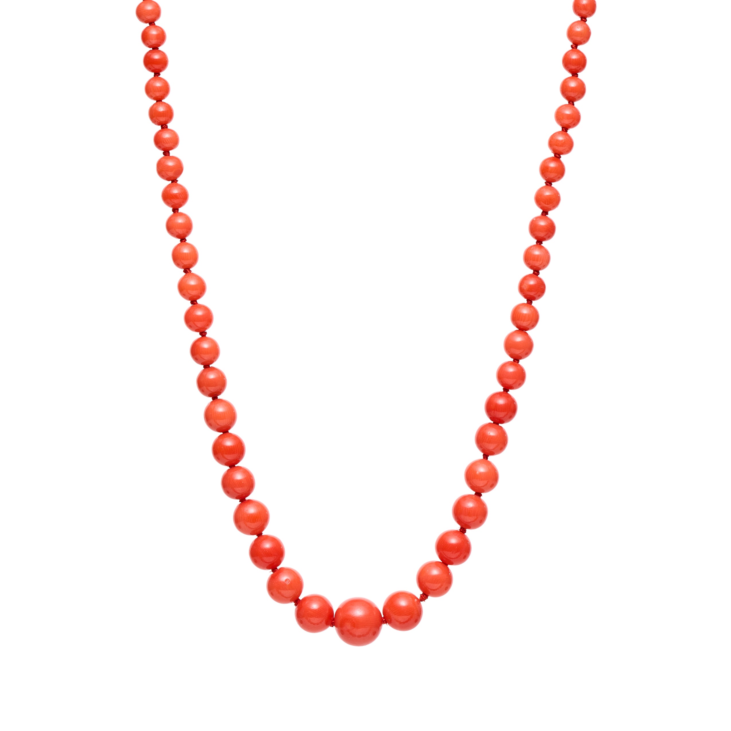 Antique Victorian Natural Graduated Coral Necklace w/ 14k Clasp- 20"