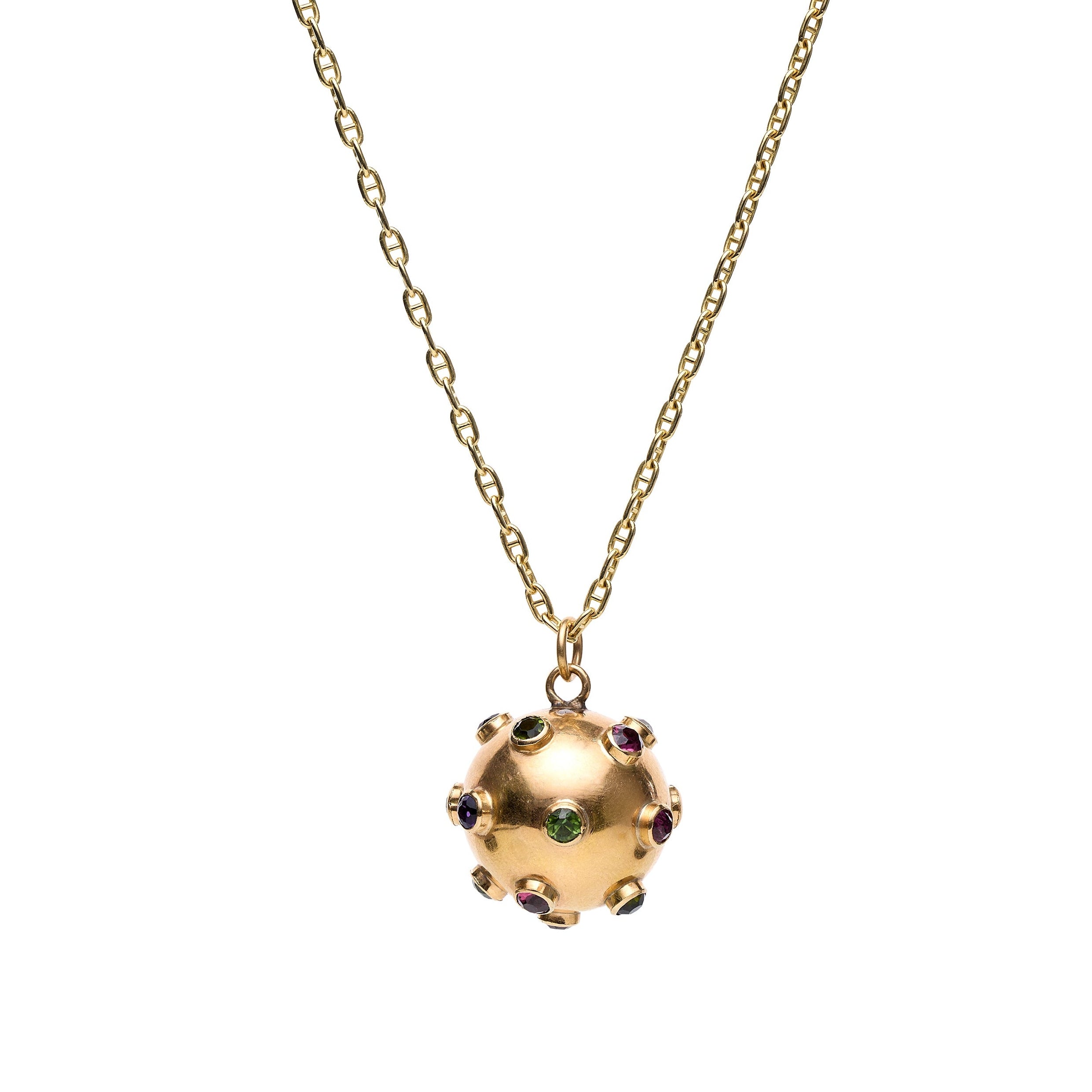 Vintage Mid-Century 18k Multi Stone Sputnik Pendant