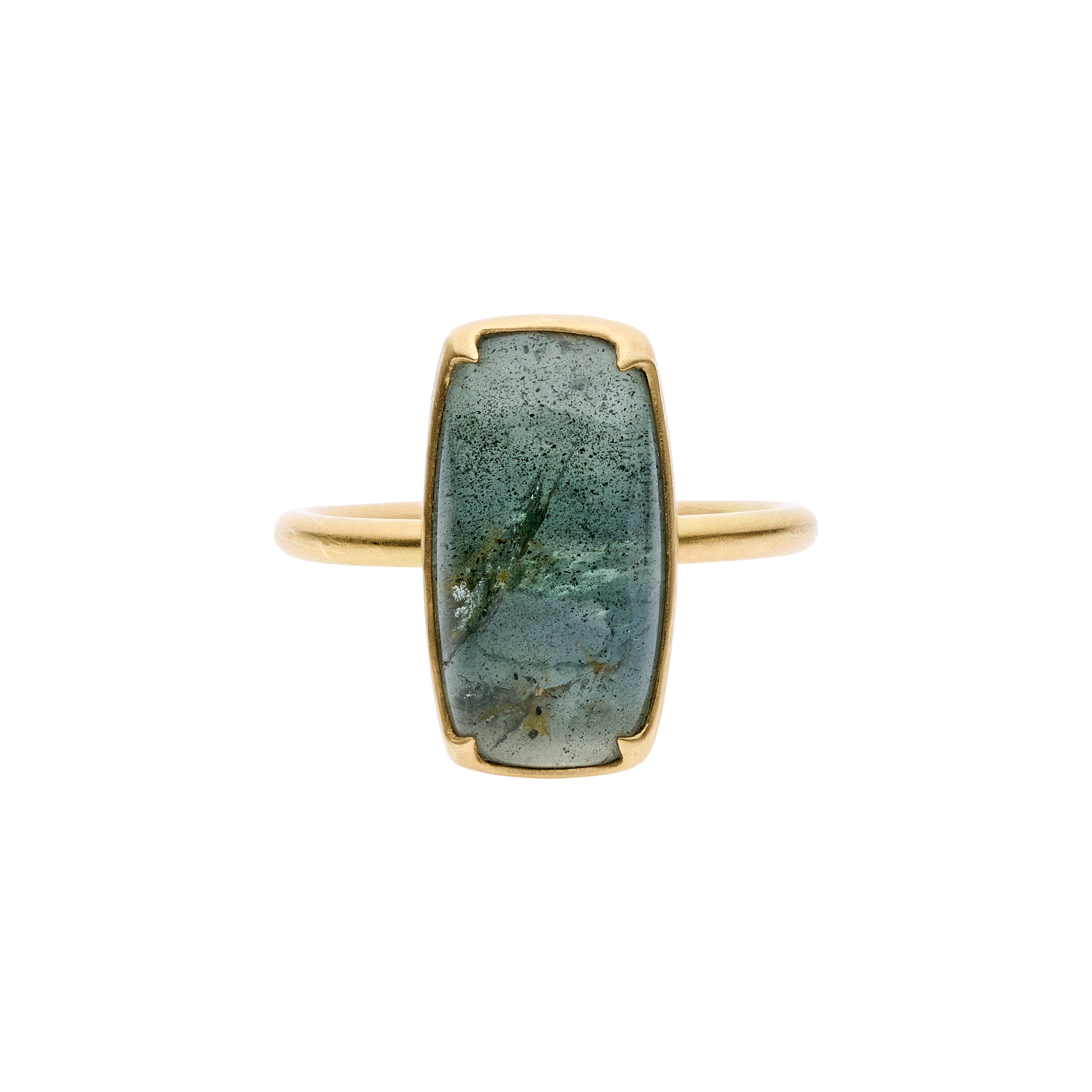 Gabriella Kiss 18k Elongated Cushion Cut Moss Aqua Ring