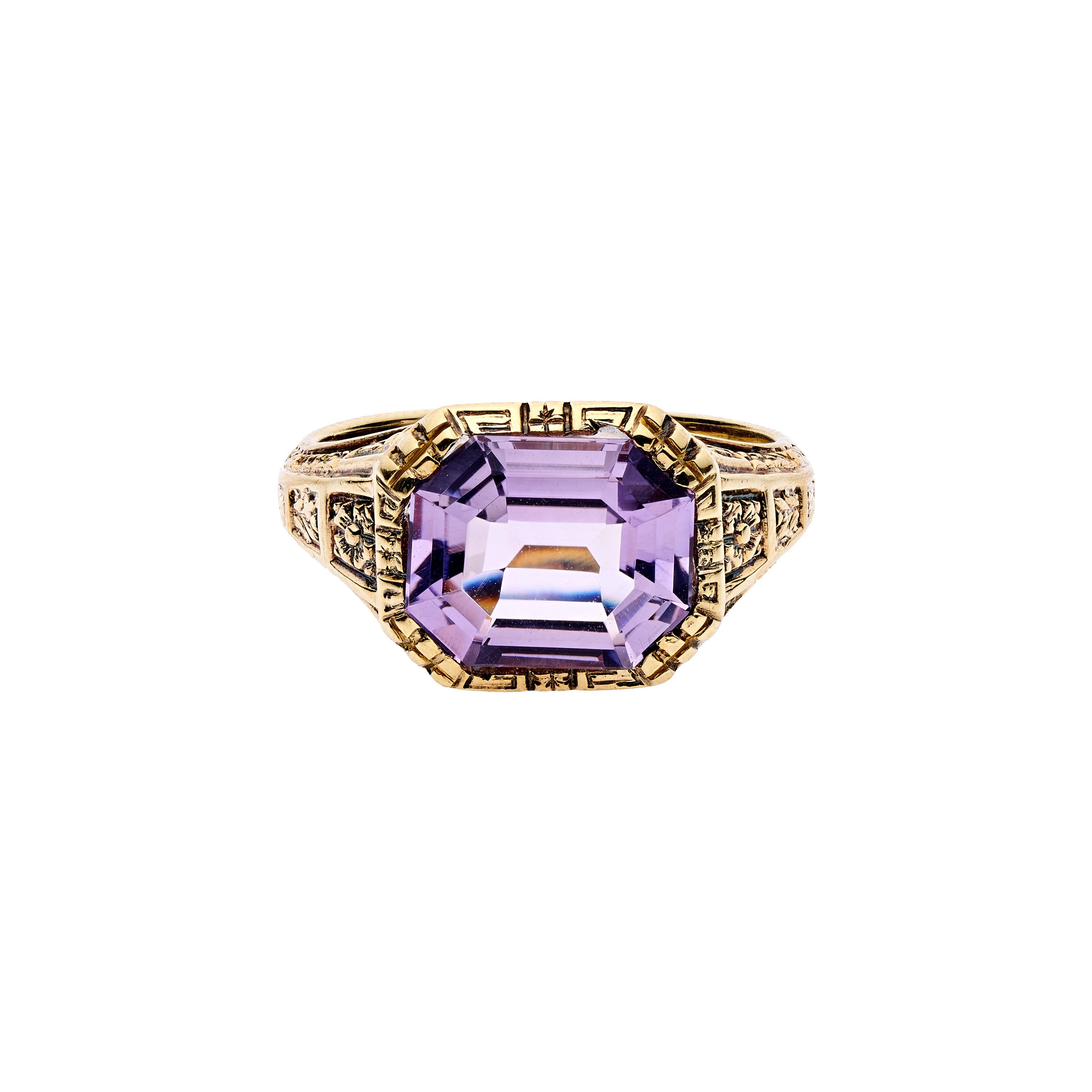 Antique 1920's 10k Green Gold " Rose de France" Amethyst Ring