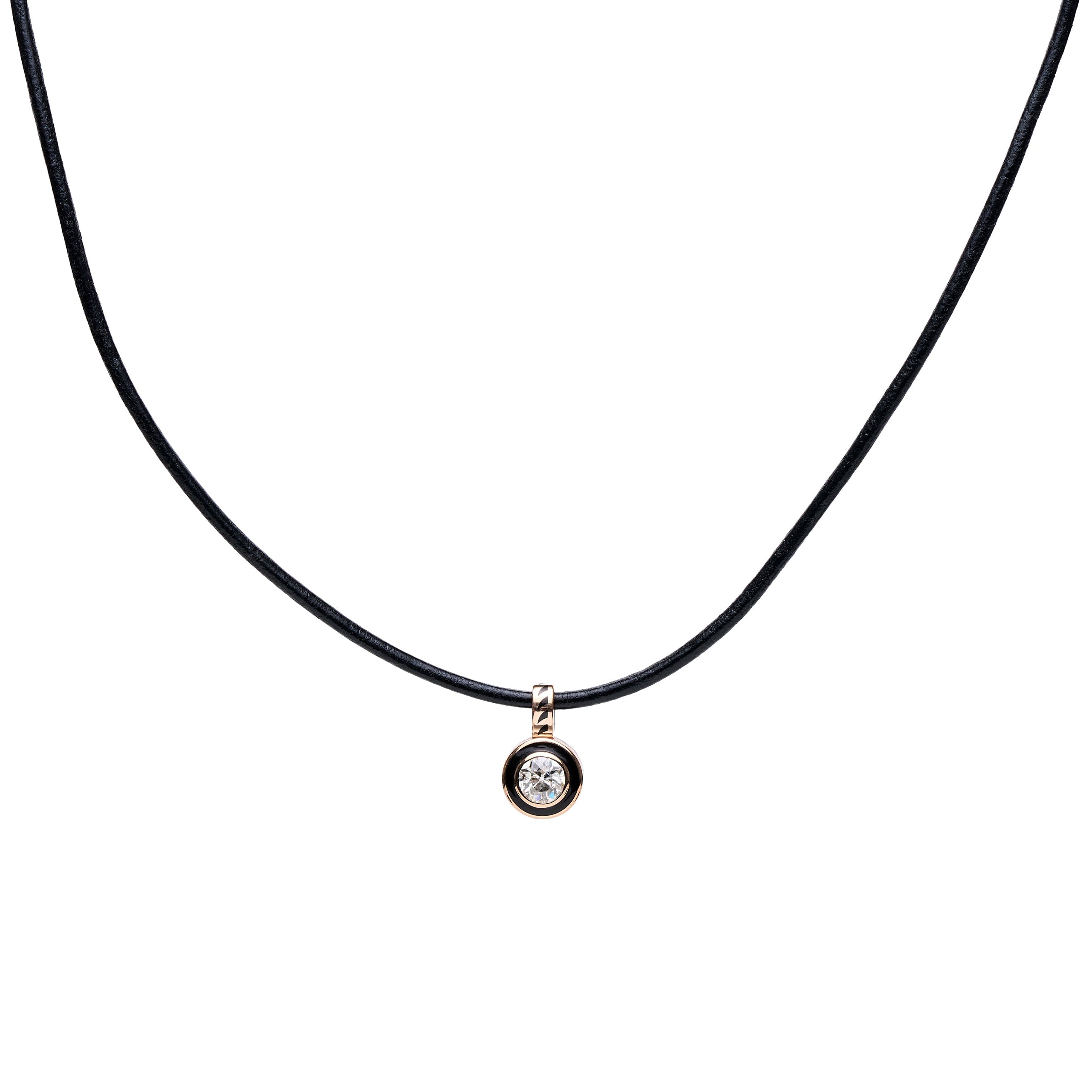 Dezso 18k Black Enamel Set Diamond Pendant - .60ct