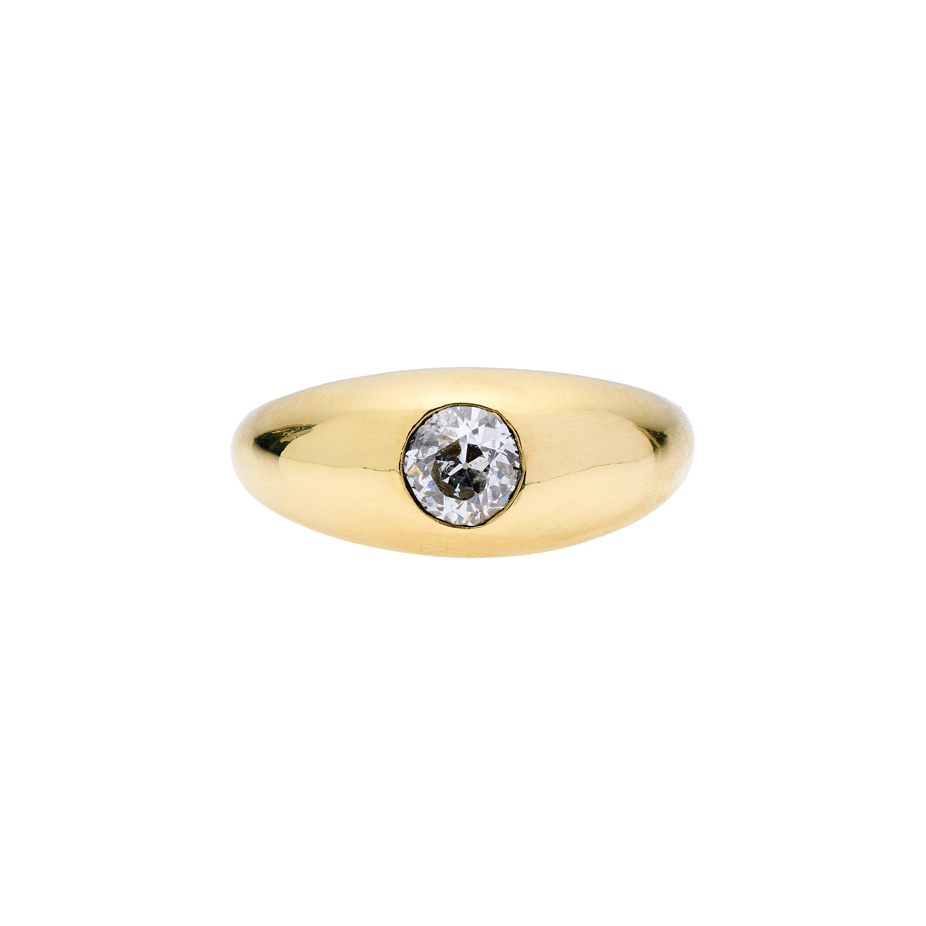 TenThousandThings 18k Vintage Euro Cut Diamond Cigar Band Ring .63ctw