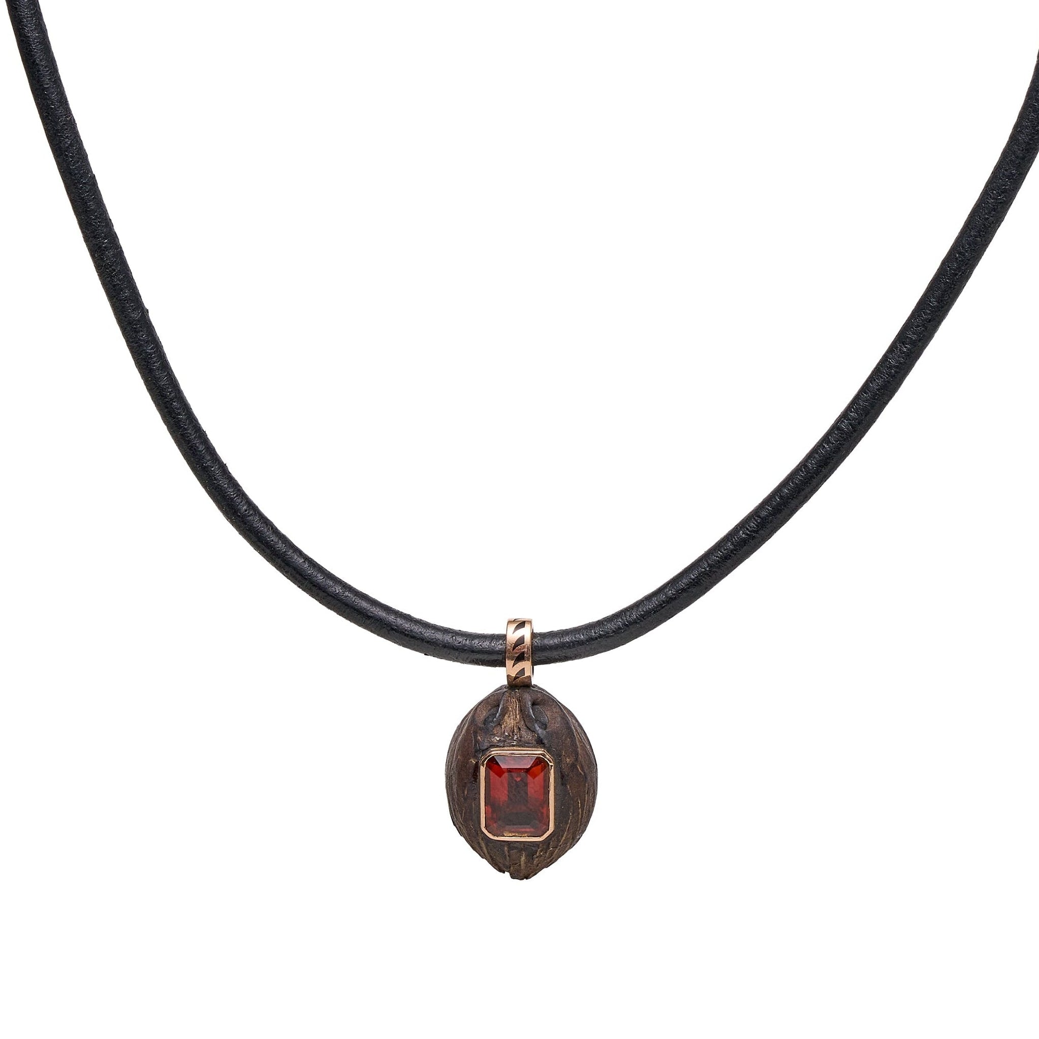 Dezso 18k Costa Rica Coquito Set w/ Emerald Cut Orange Garnet