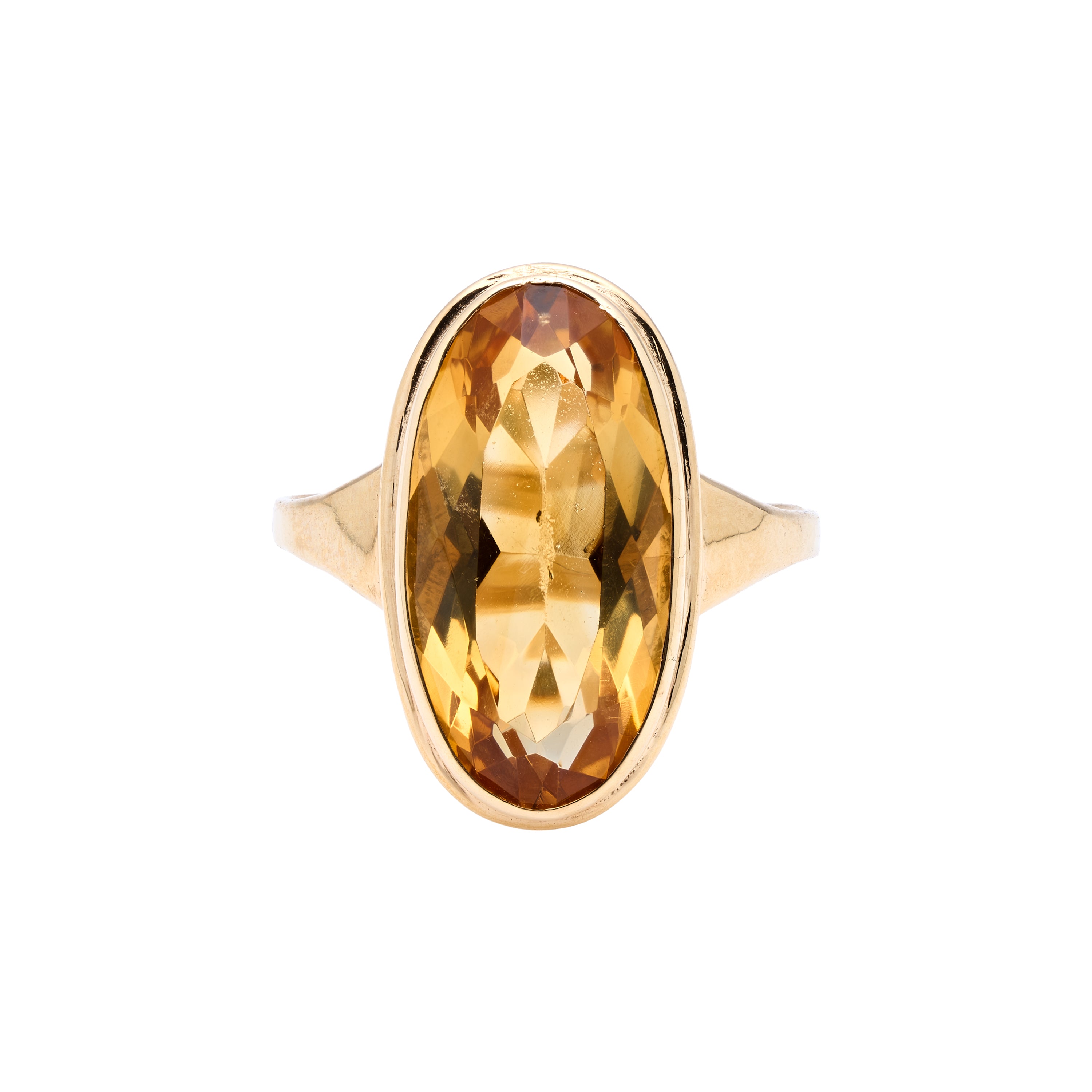 Antique 10k Victorian Bezel Set Oval Citrine Ring