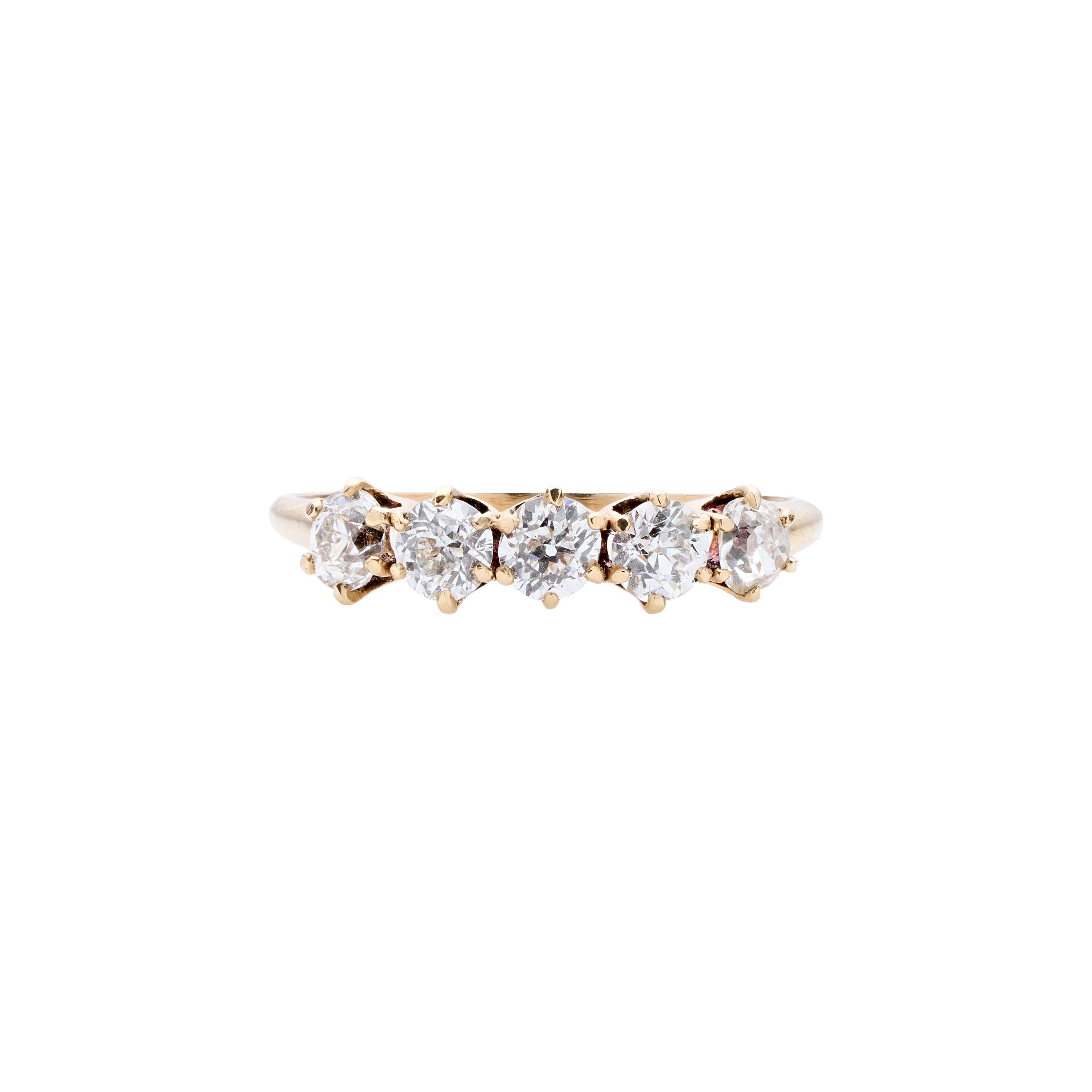 Antique Victorian 14k Five Stone Prong Set Diamond Ring - .60tcw