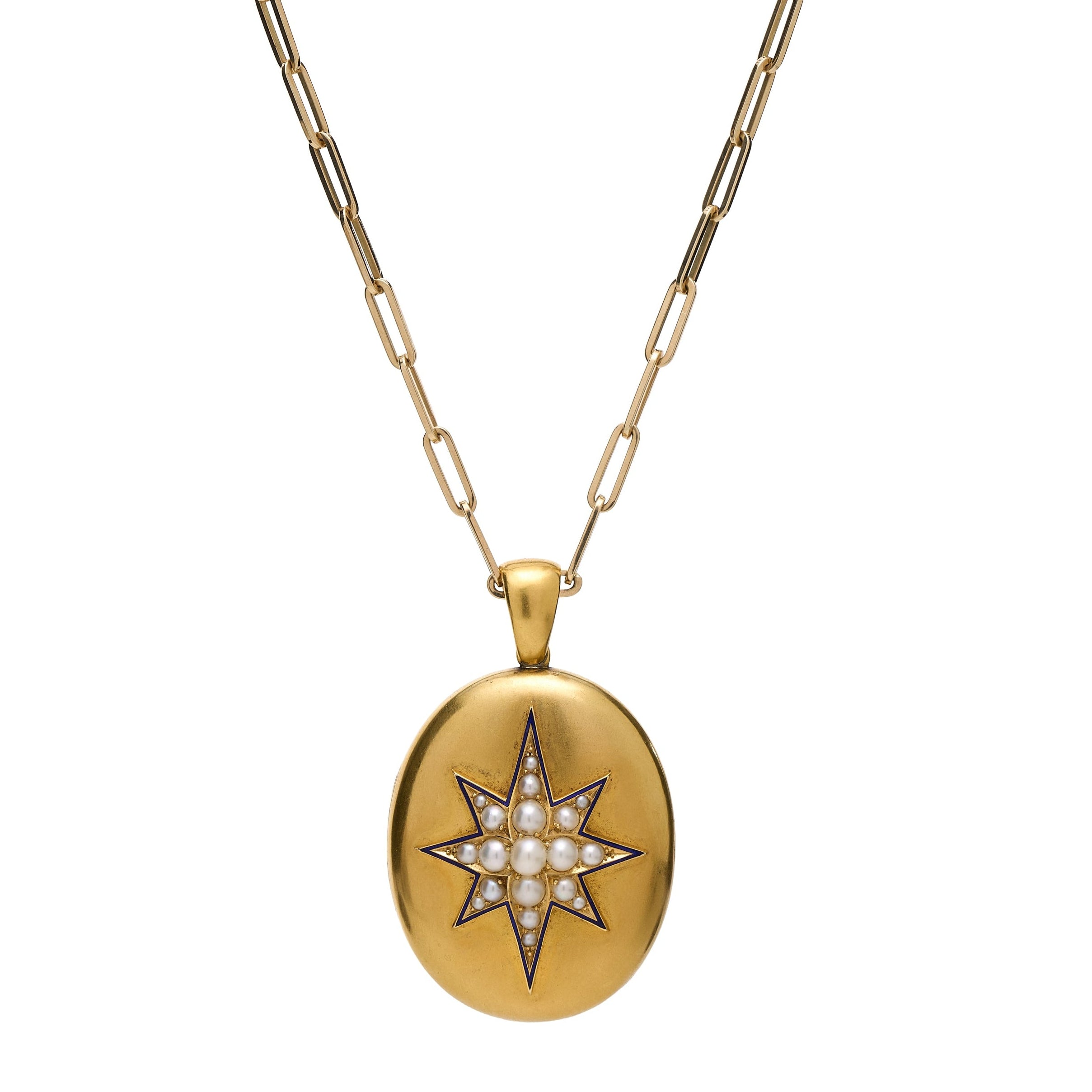 Antique Victorian 18k Natural Pearl Star Extra Large Locket Pendant