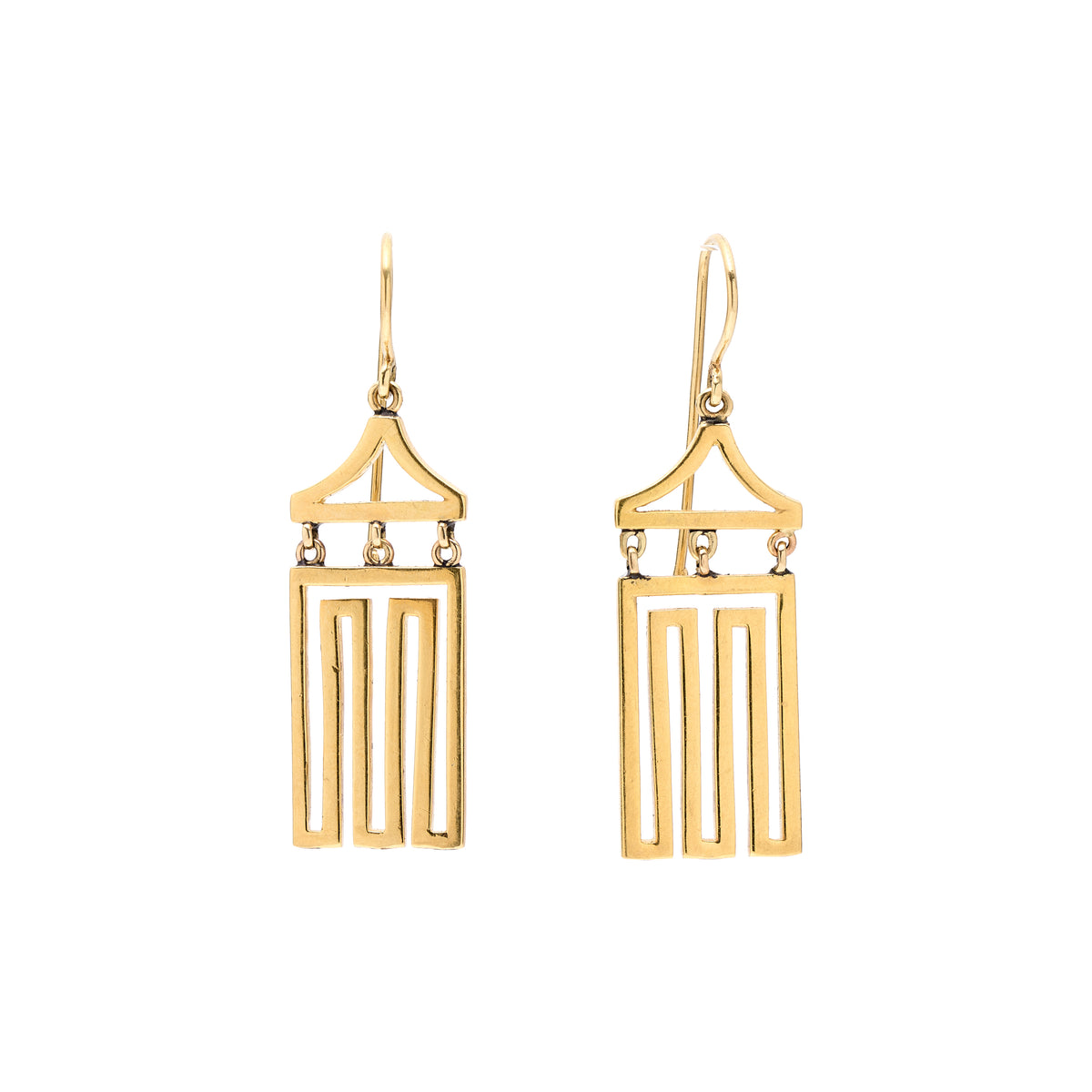 Vintage Mid-Century 14k Geometric Drop Earrings