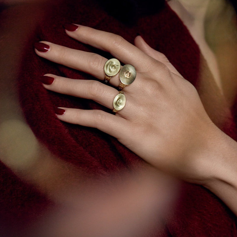 Gabriella Kiss 18k Large Eye Ring Inscribed with "Invigilare"