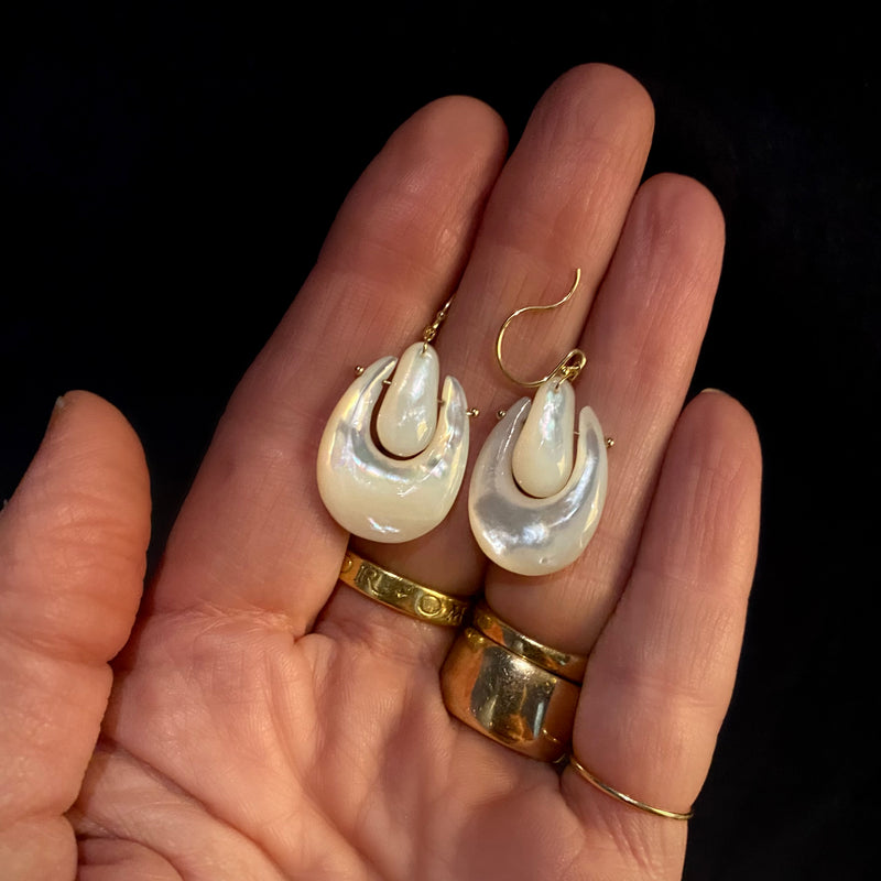 TenThousandThings 18k Small Mother of Pearl O'Keefe Earrings